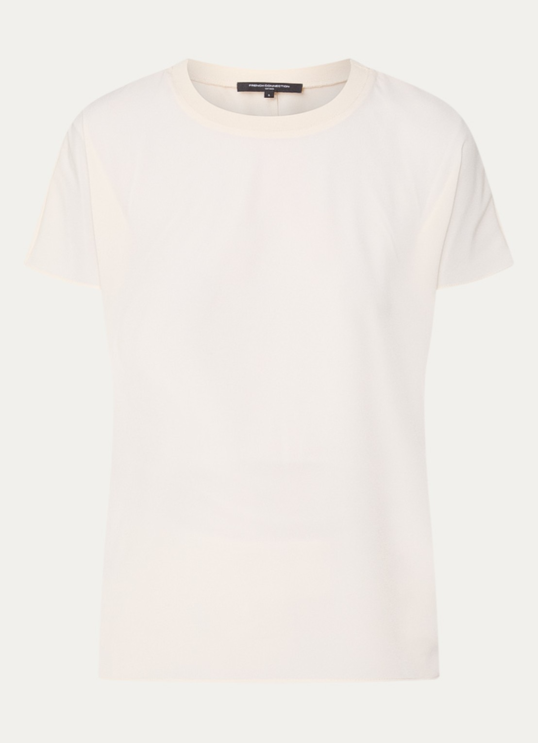 French Connection Crepe T-shirt met ronde hals - voorkant 3 creme