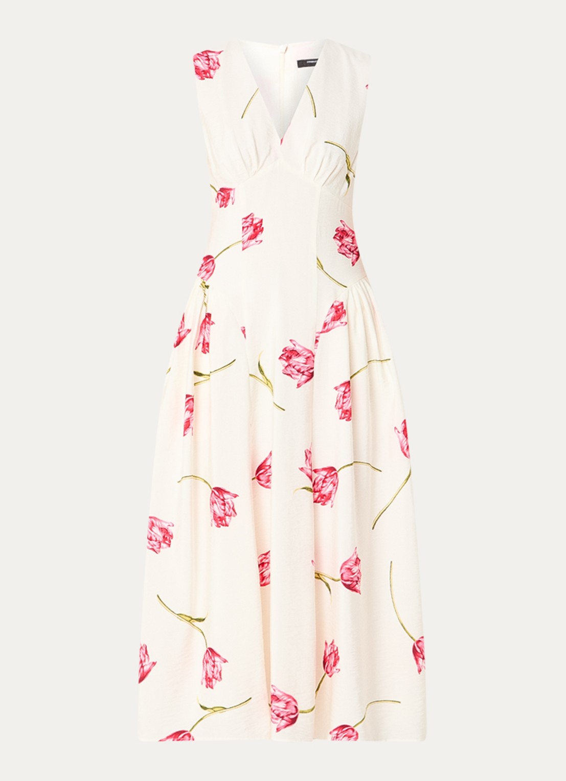 French Connection Cressida midi jurk met bloemenprint - voorkant 3 creme