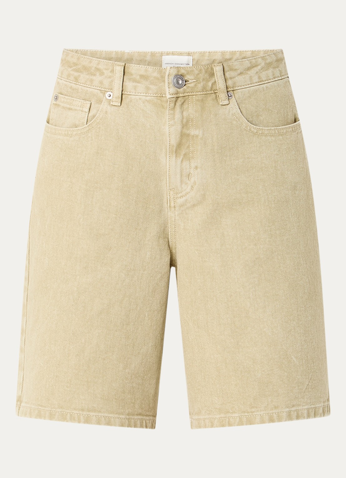 French Connection Dallas high waist straight leg korte broek met gekleurde wassing - voorkant 2 lichtgroen