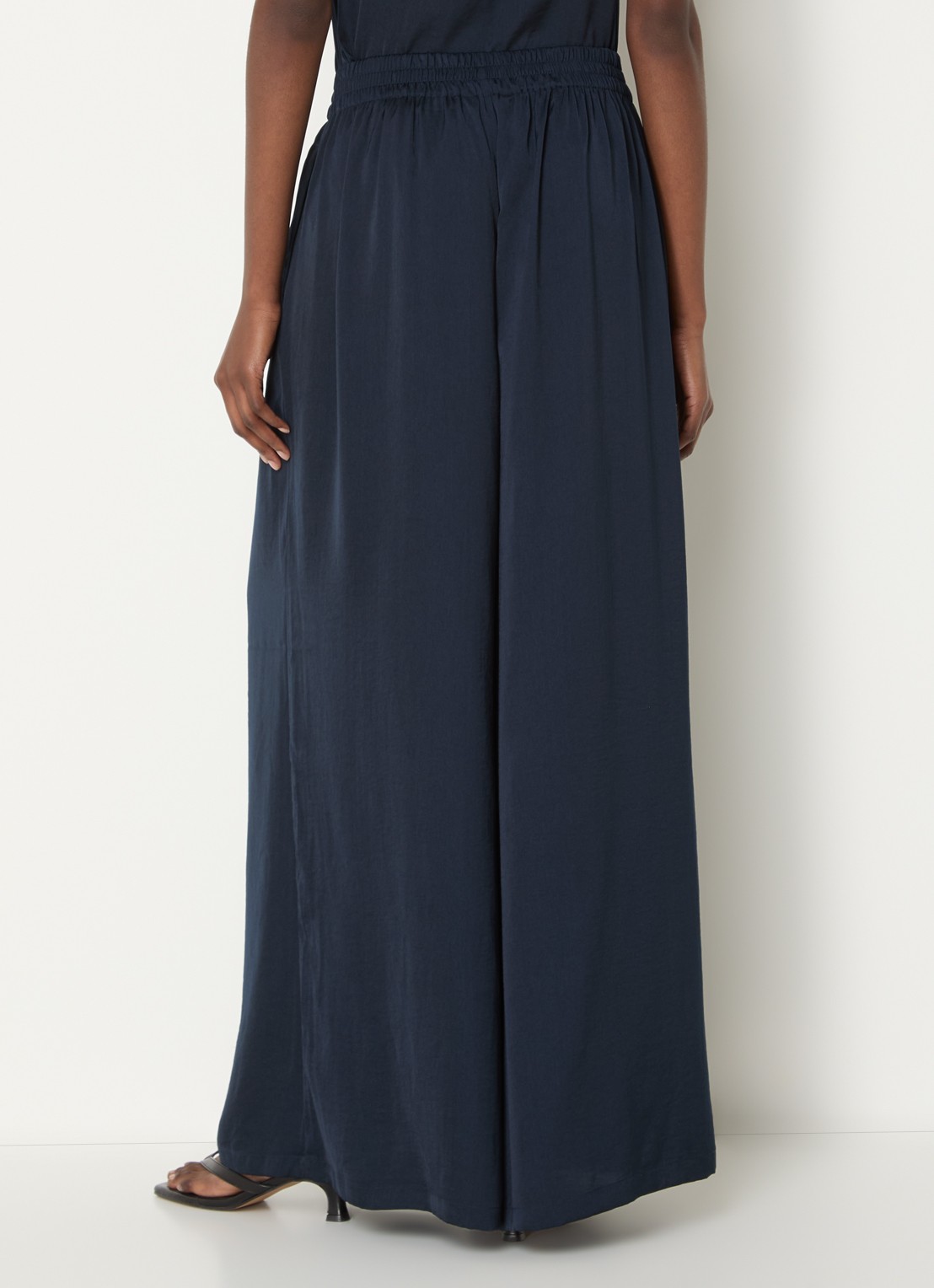 French Connection Damasco high waist wide fit pantalon - achterkant 4 donkerblauw