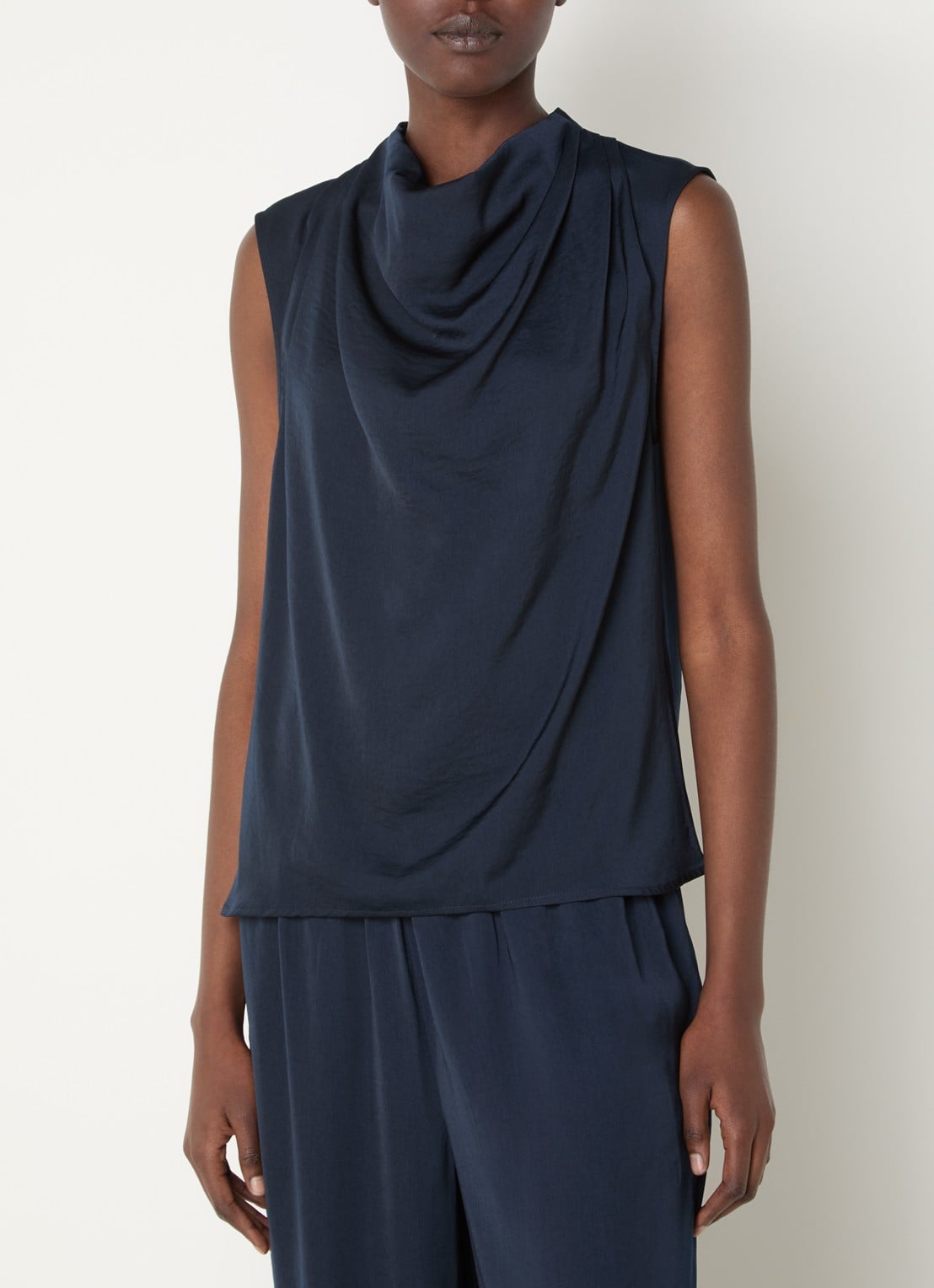 French Connection Damasco mouwloze top - detail donkerblauw
