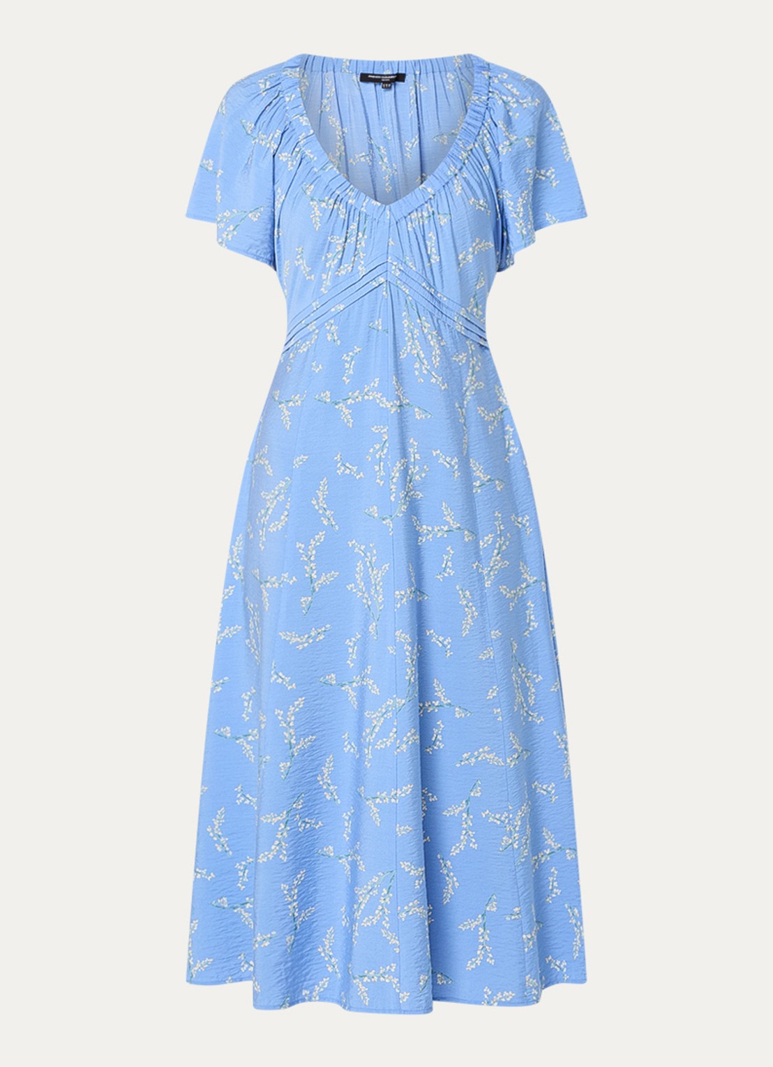 French Connection Daniella midi tuniekjurk met bloemenprint en V-hals - voorkant blauw