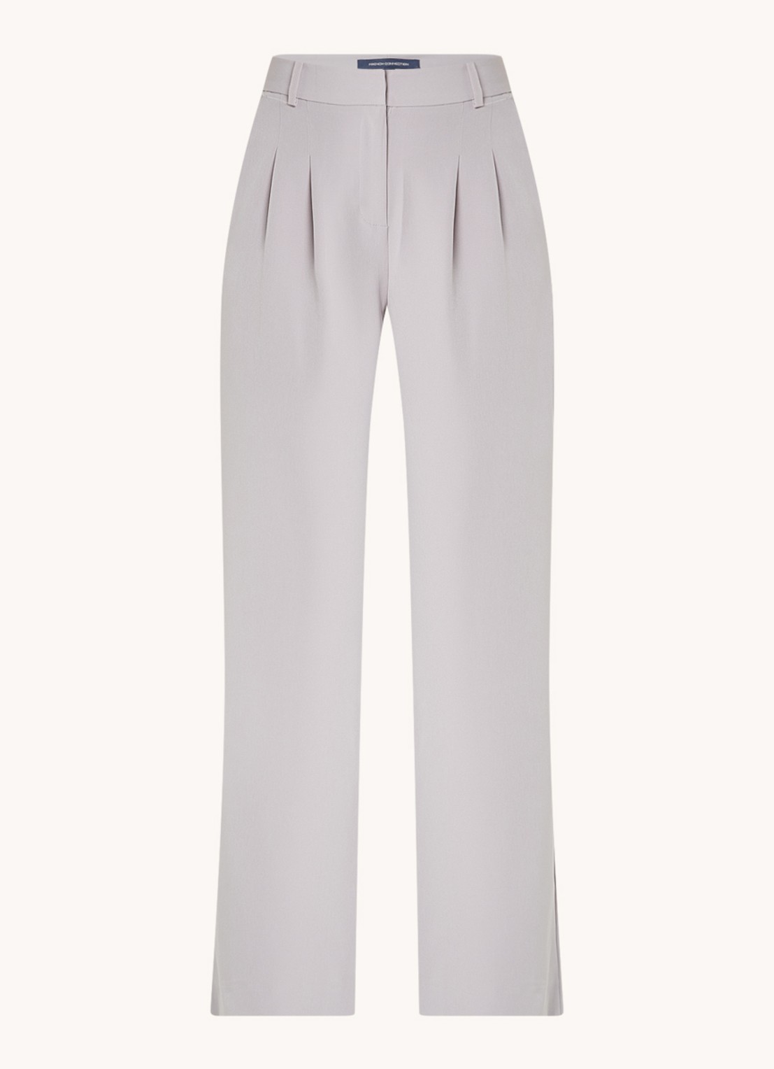 French Connection Echo high waist wide fit pantalon met steekzakken - voorkant lichtgrijs