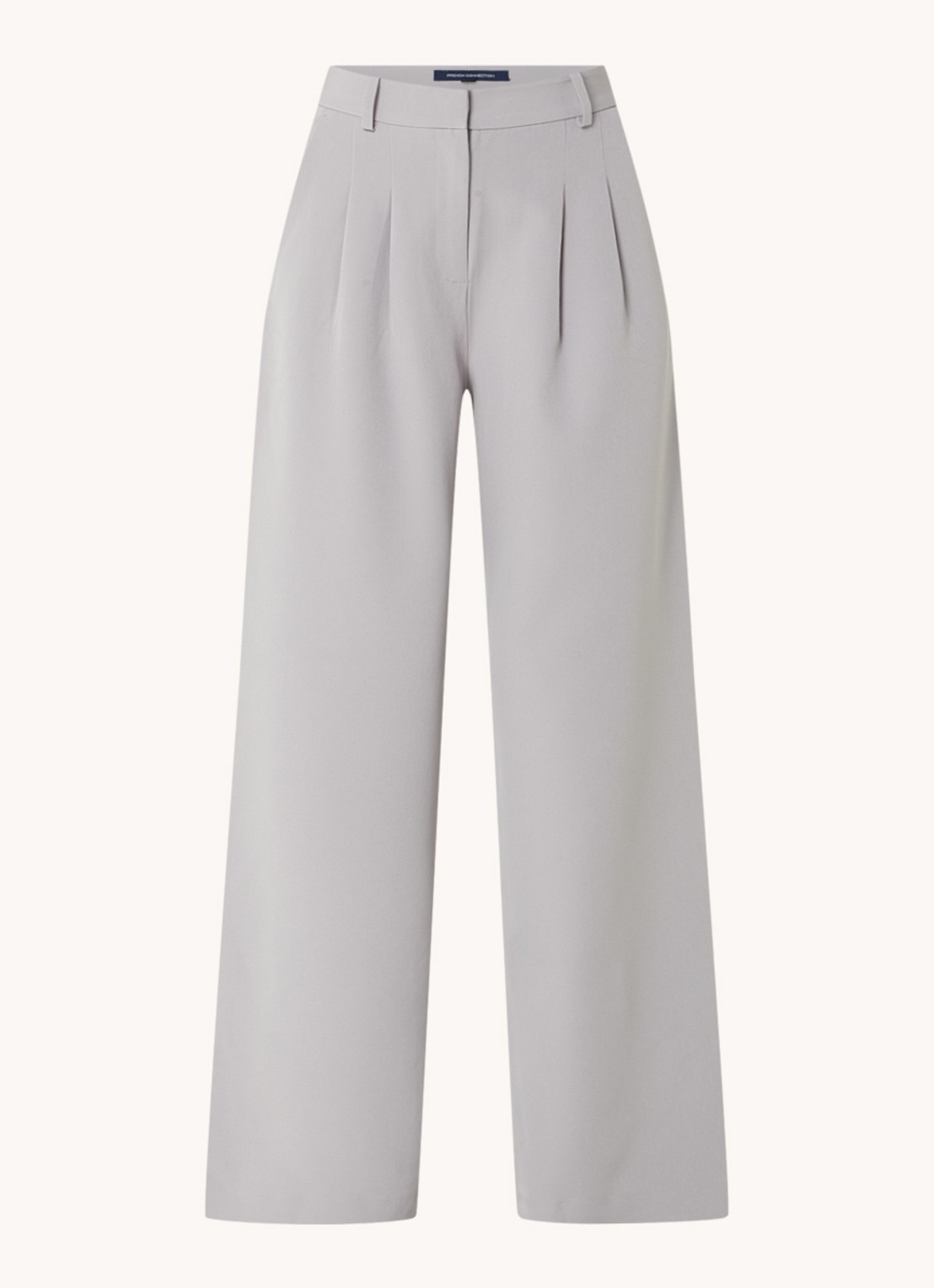 French Connection Echo high waist wide fit pantalon met steekzakken - voorkant 3 lichtgrijs