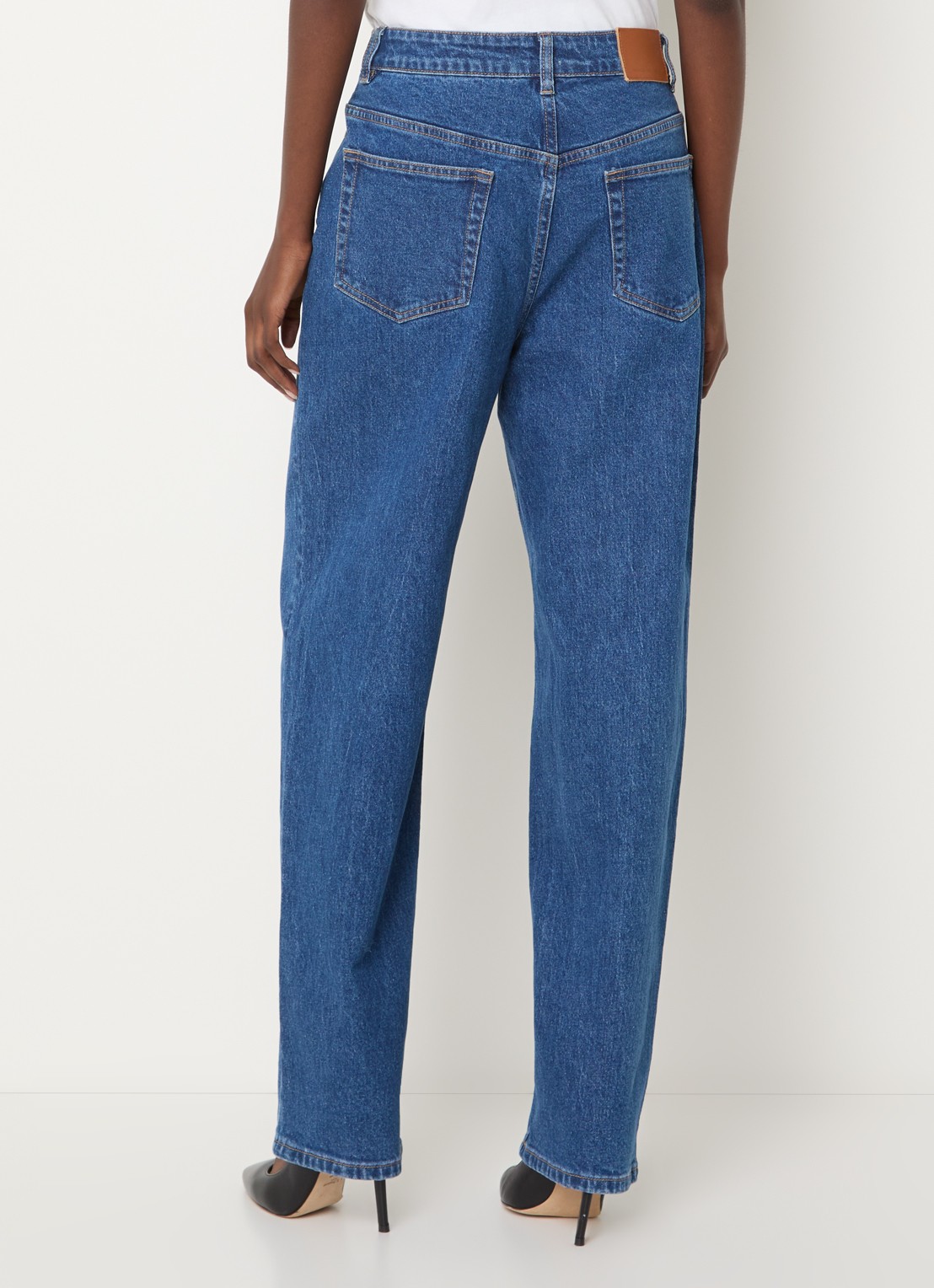 French Connection Elliot high waist straight leg jeans met medium wassing - achterkant 3 indigo