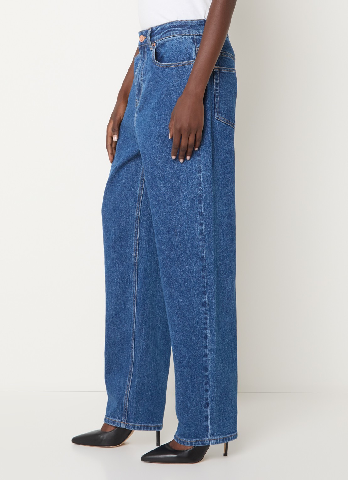French Connection Elliot high waist straight leg jeans met medium wassing - detail 5 indigo