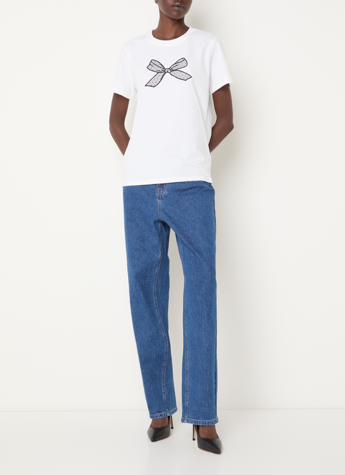 French Connection Elliot high waist straight leg jeans met medium wassing - voorkant 2 indigo