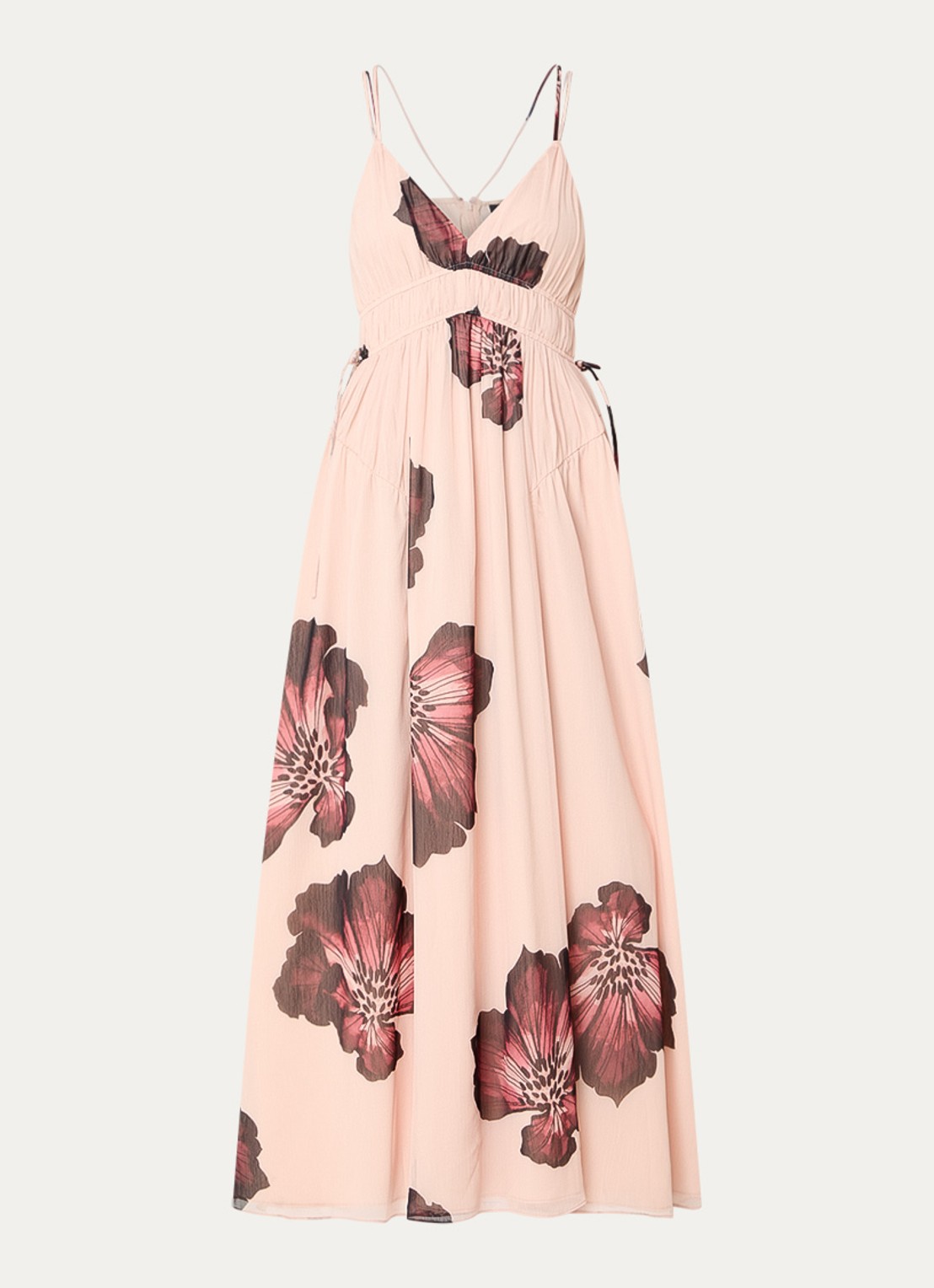 French Connection Elyse maxi jurk met bloemenprint - voorkant 3 lichtroze