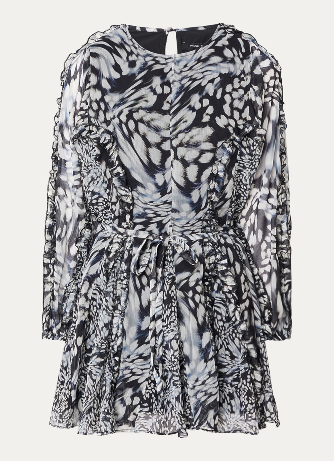 French Connection Emina mini tuniekjurk met print - voorkant 2 grijs