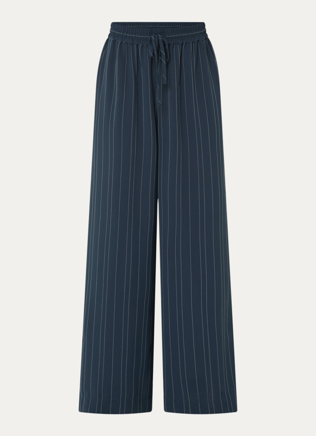 French Connection Erma high waist wide fit pantalon met krijtstreep - voorkant 3 donkerblauw