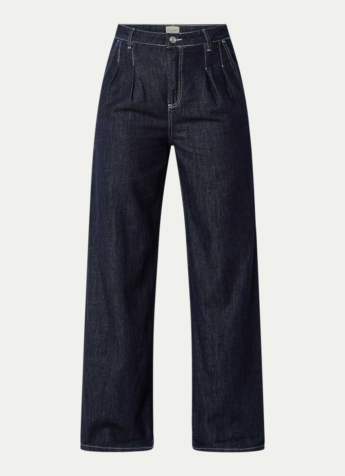 French Connection Finley high waist wide leg jeans met steekzakken - voorkant 2 donkerblauw