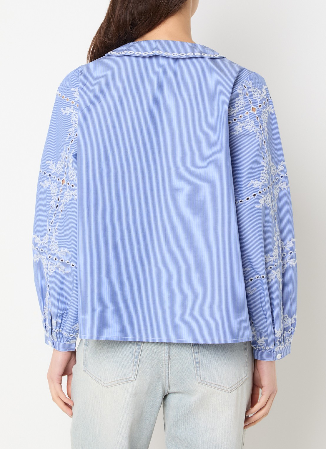 French Connection Grayson tuniek met broderie - achterkant 2 blauw