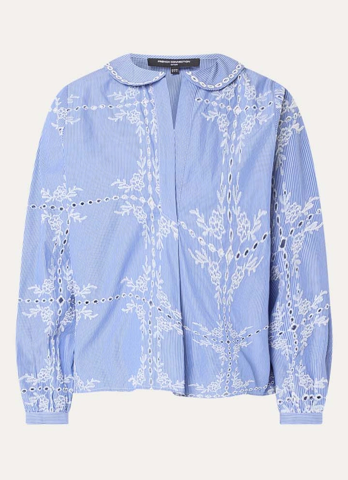 French Connection Grayson tuniek met broderie - voorkant 3 blauw