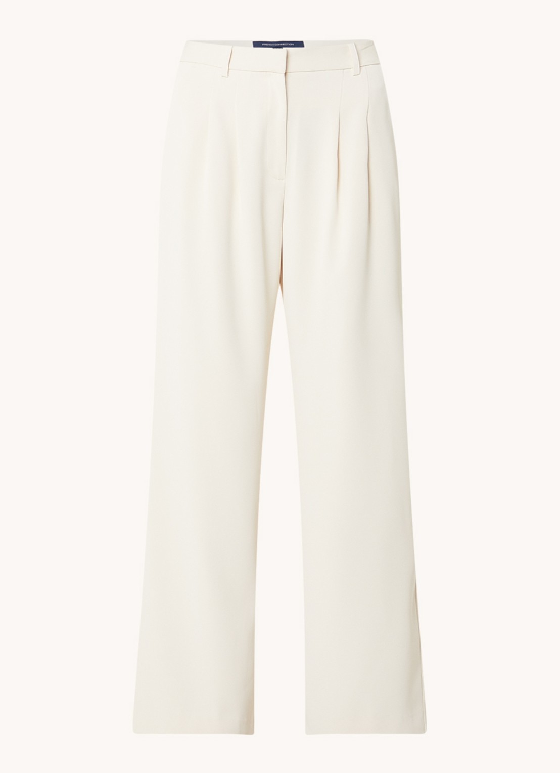 French Connection Harrie high waist wide fit pantalon met plooidetail - voorkant 2 creme