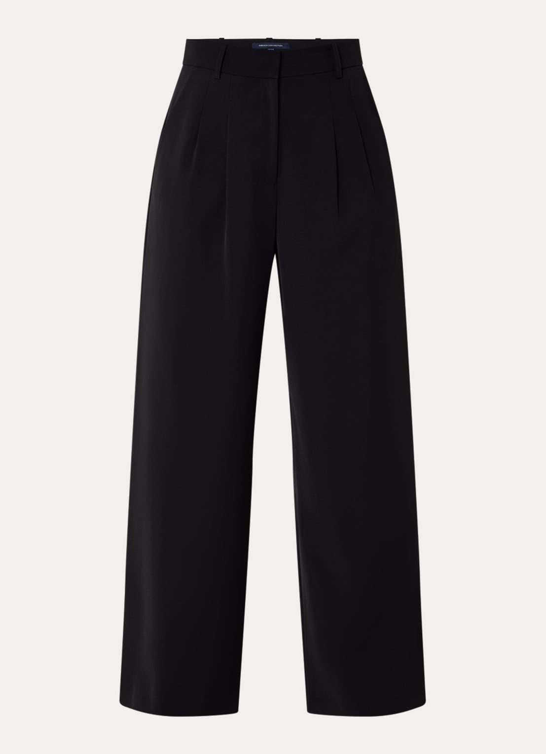 French Connection Harrie high waist wide fit pantalon met plooidetail - voorkant 2 zwart