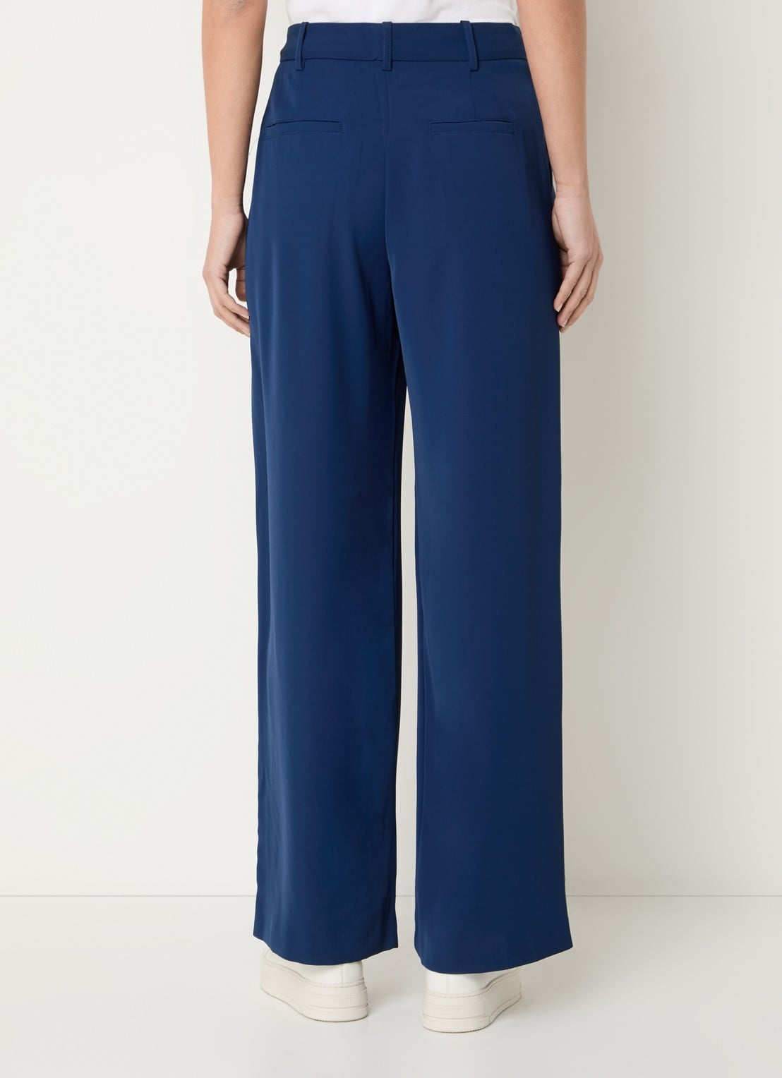 French Connection Harrie high waist wide fit pantalon met plooidetail - achterkant 4 donkerblauw