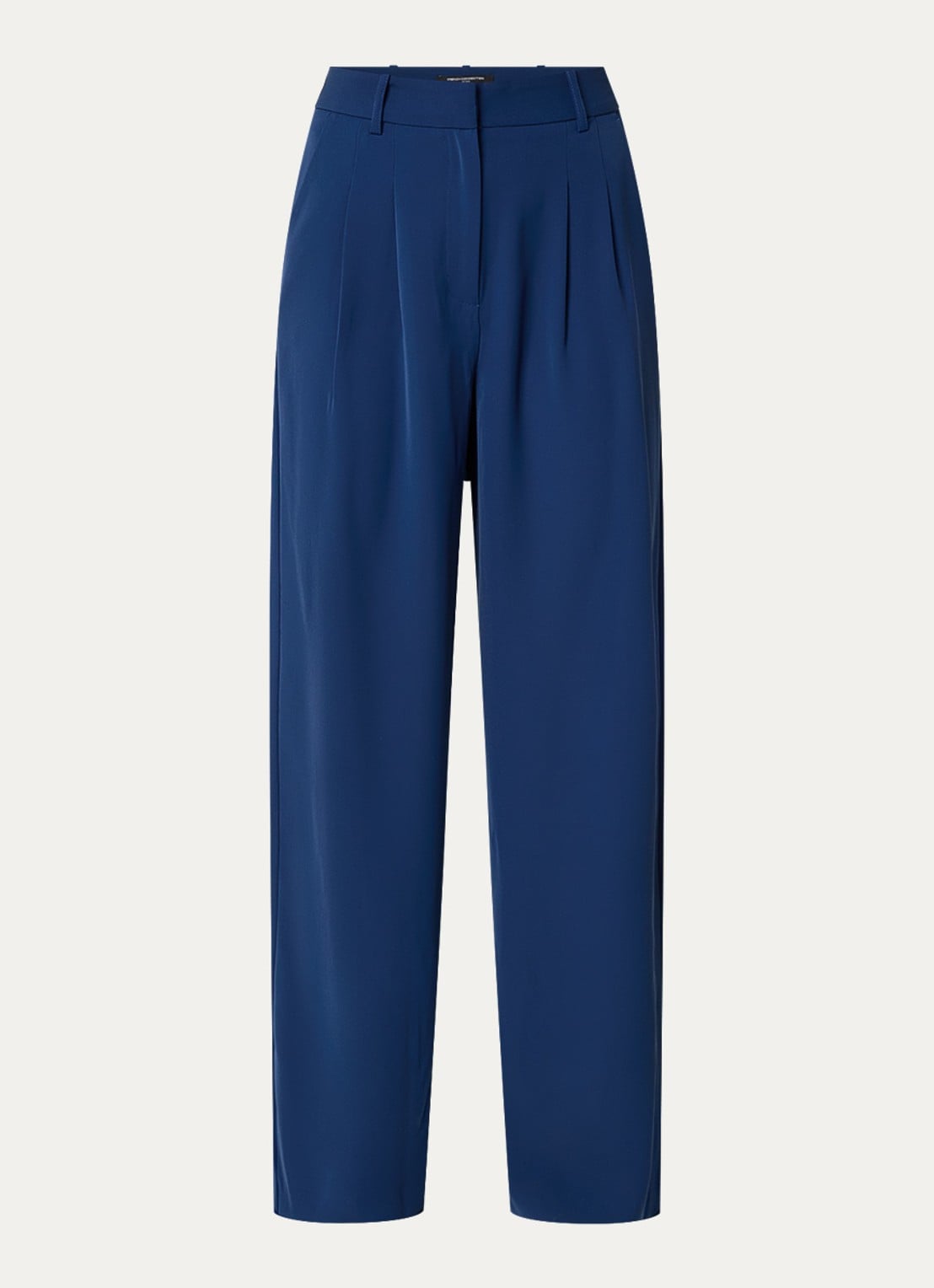 French Connection Harrie high waist wide fit pantalon met plooidetail - voorkant donkerblauw