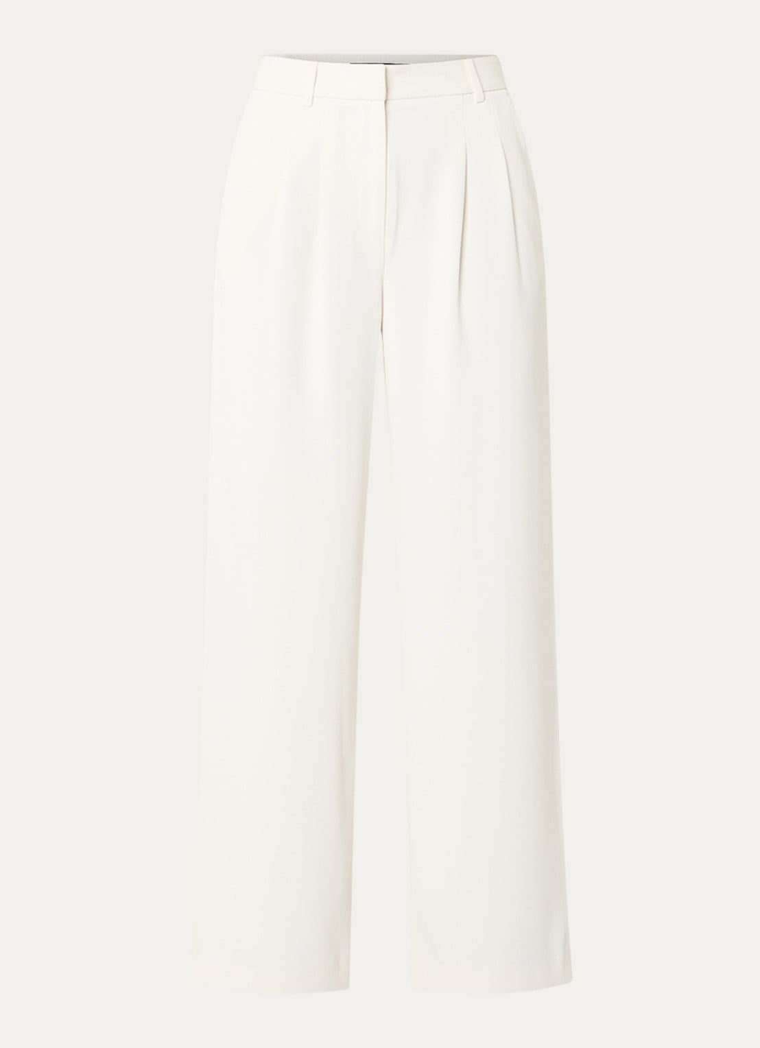 French Connection Harrie high waist wide fit pantalon met plooidetail - voorkant 3 ivoor