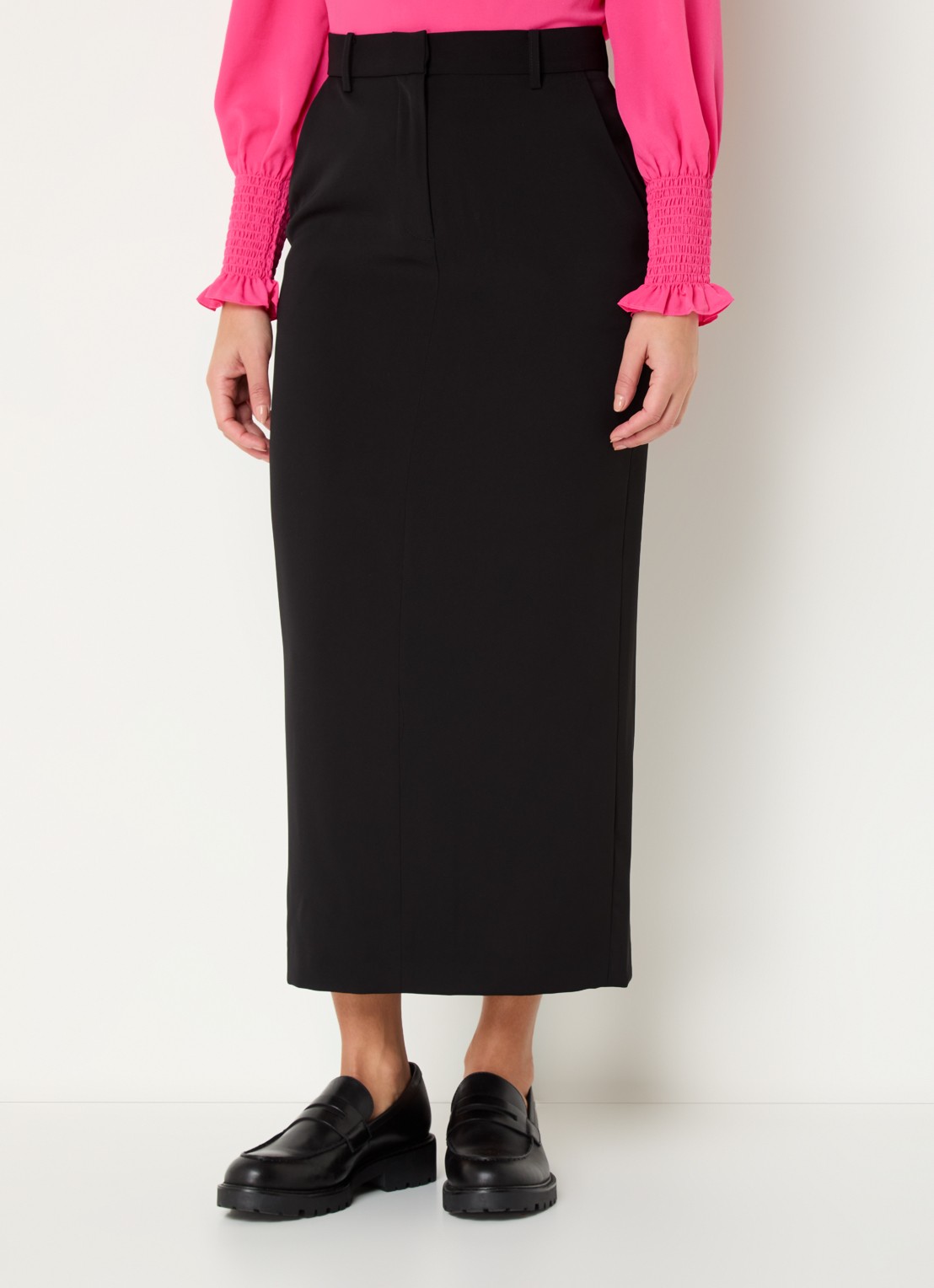 French Connection Harrie maxi rok met steekzakken en split - detail zwart