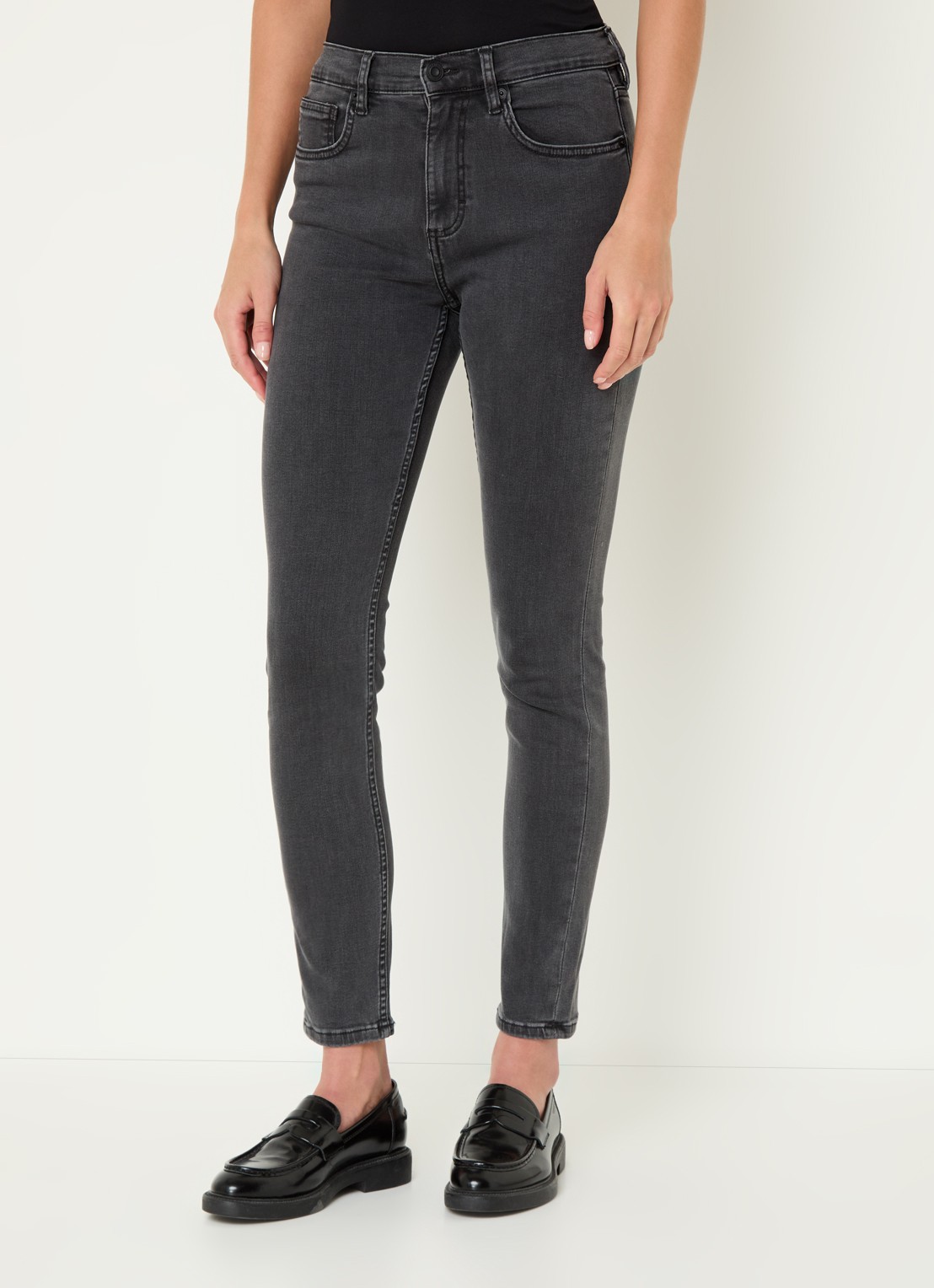 French Connection High waist skinny jeans met stretch - detail 4 antraciet
