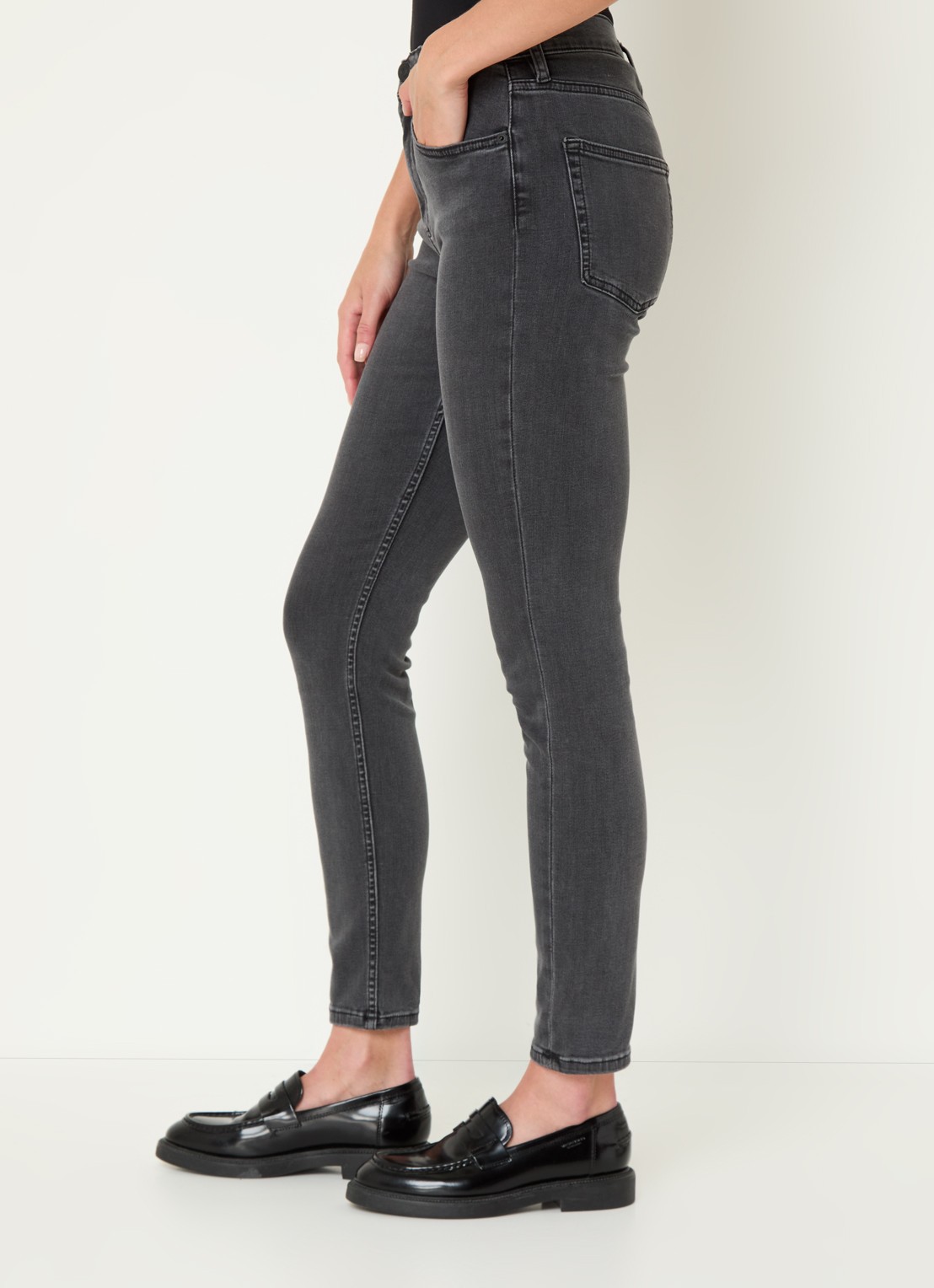 French Connection High waist skinny jeans met stretch - detail 5 antraciet