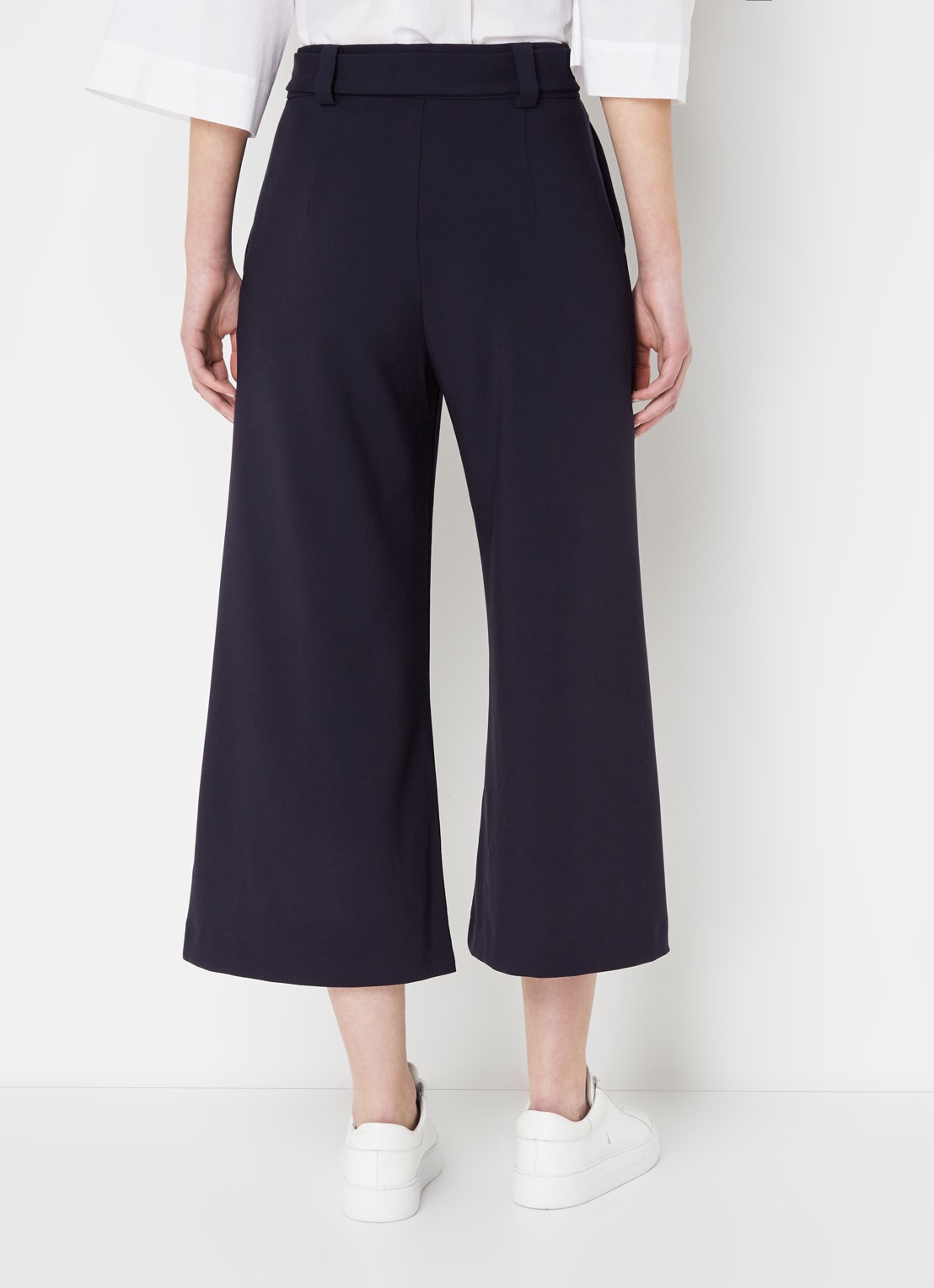 French Connection High waist wide fit culotte met strikceintuur - achterkant donkerblauw