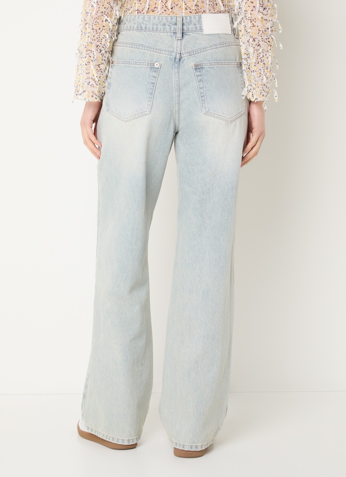 French Connection High waist wide leg jeans met lichte wassing - achterkant indigo