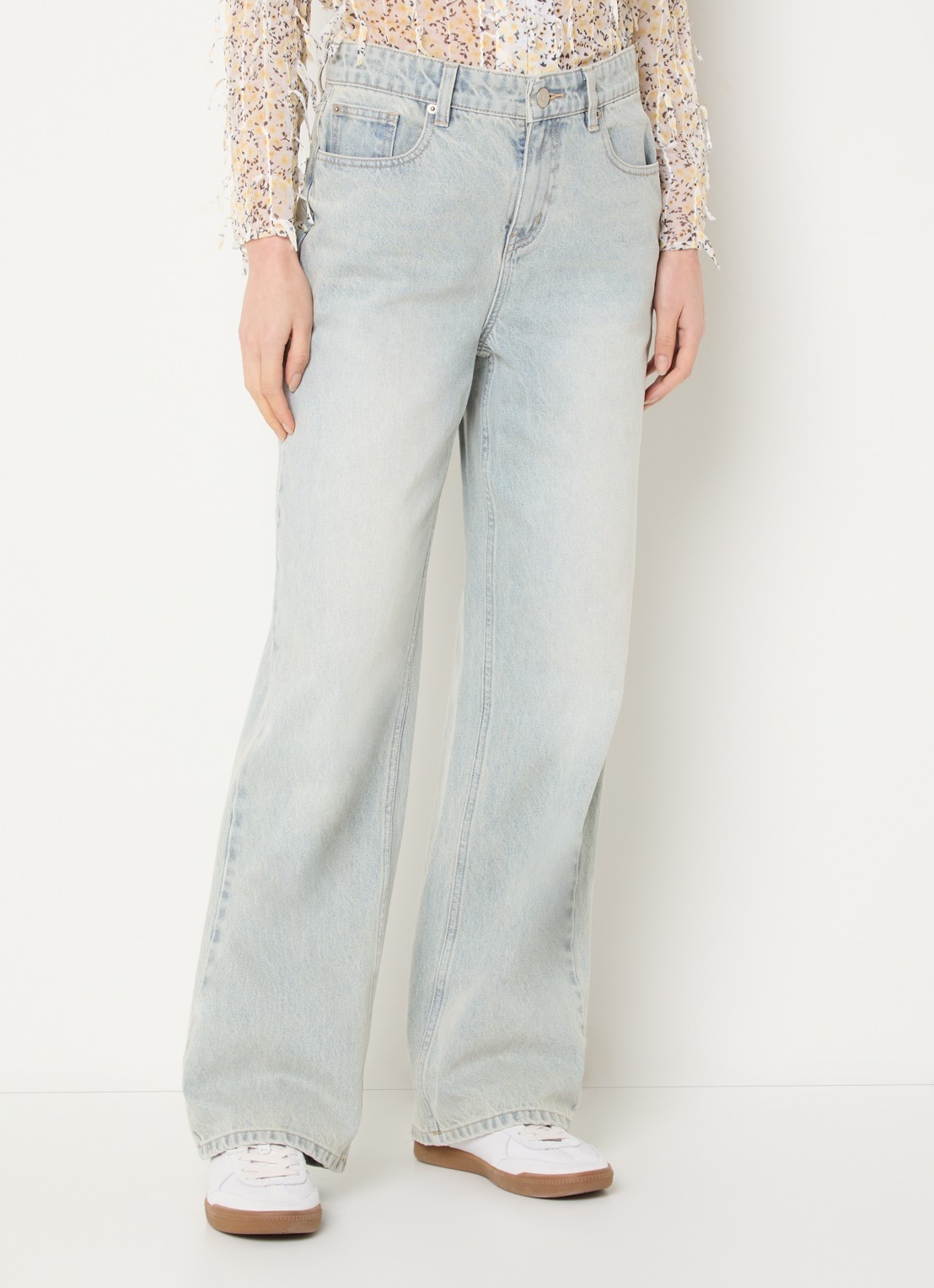 French Connection High waist wide leg jeans met lichte wassing - detail 2 indigo