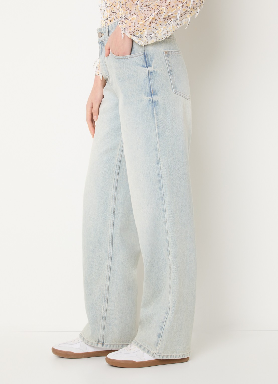 French Connection High waist wide leg jeans met lichte wassing - detail 3 indigo