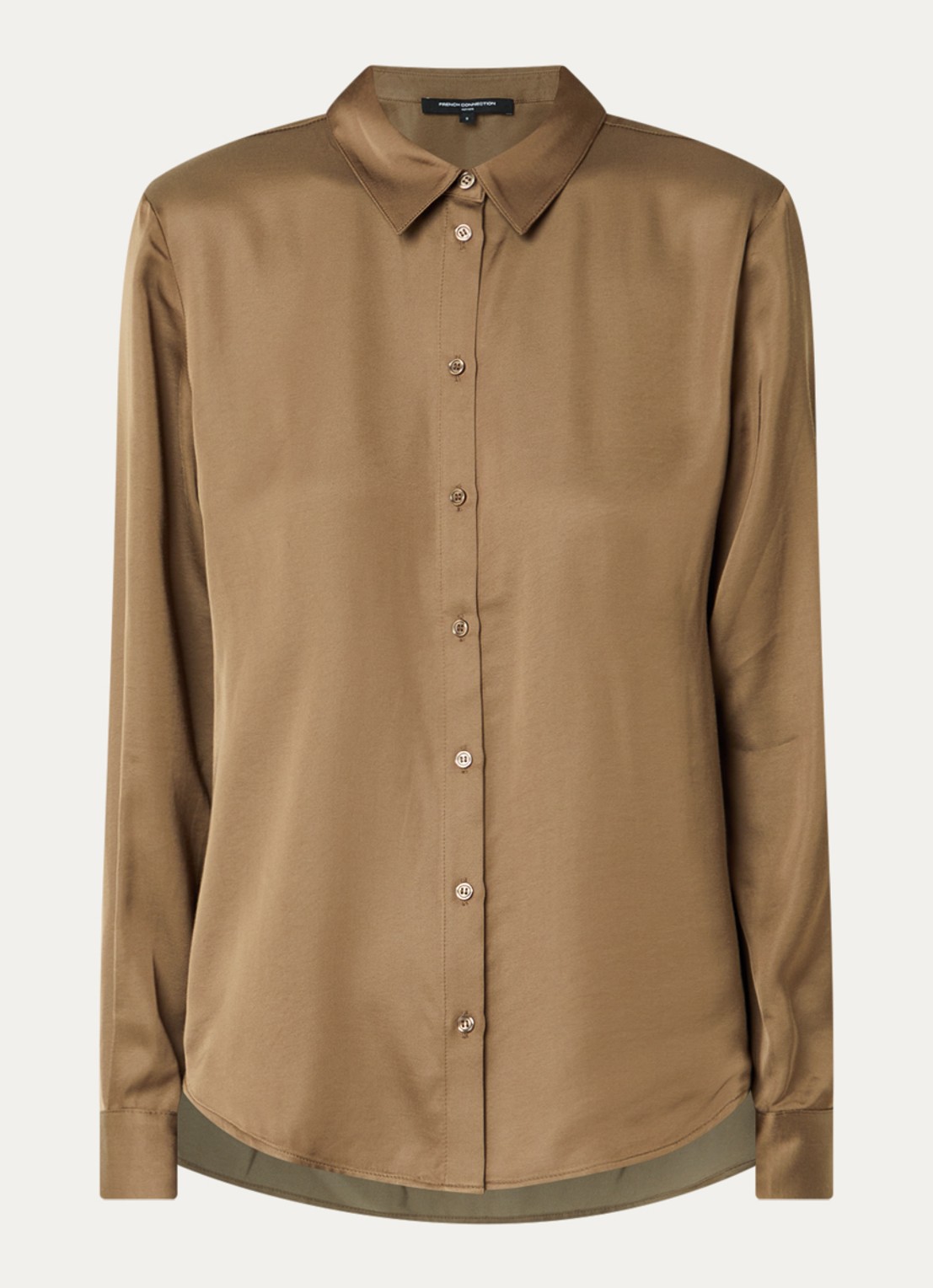 French Connection Hope blouse van satijn - voorkant lichtbruin