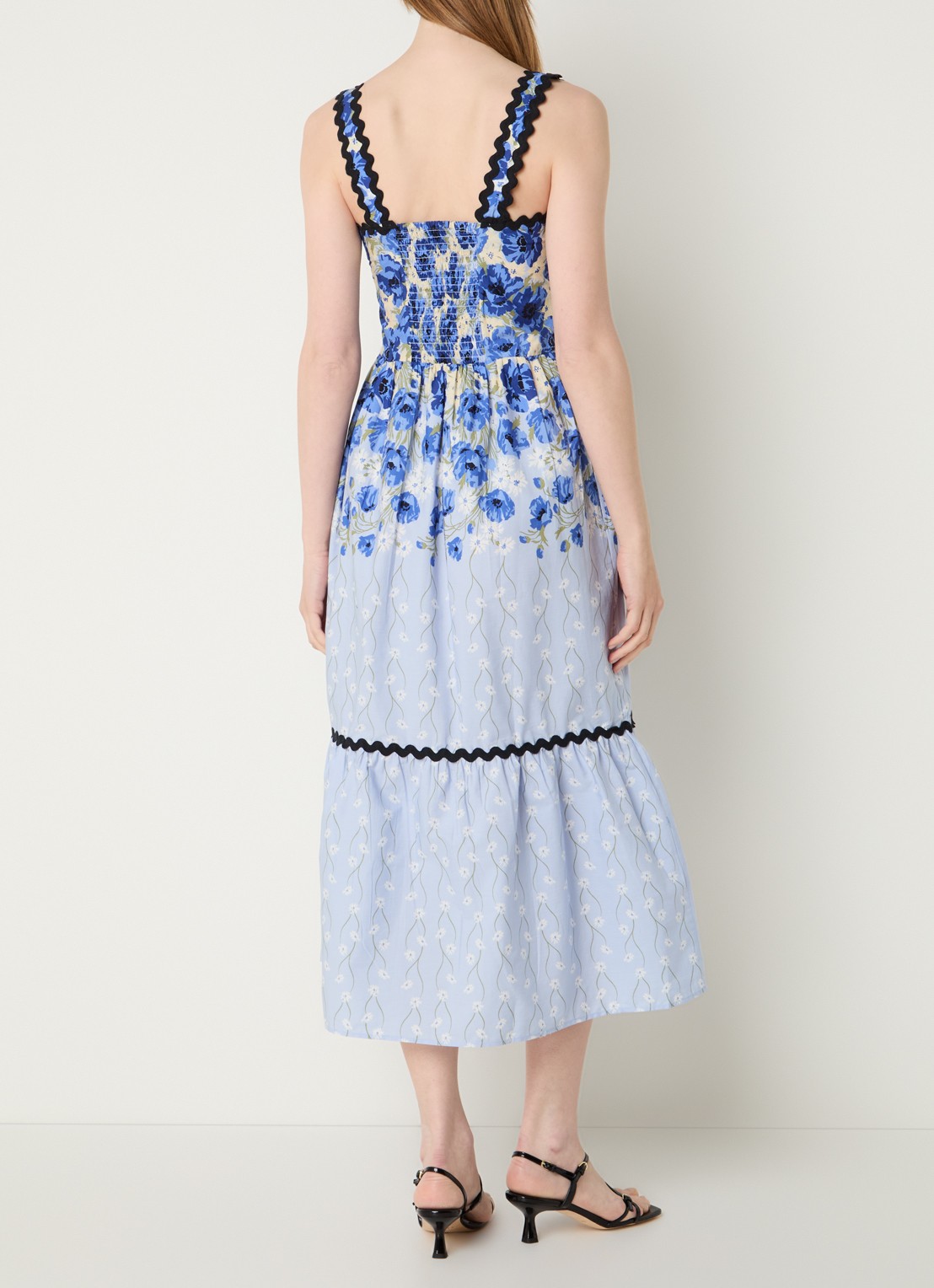 French Connection Ivy Cambria midi jurk met bloemenprint - achterkant kobaltblauw