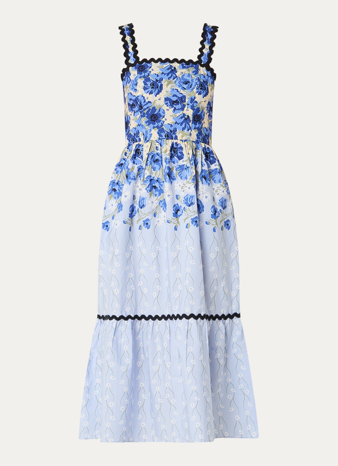 French Connection Ivy Cambria midi jurk met bloemenprint - voorkant 3 kobaltblauw