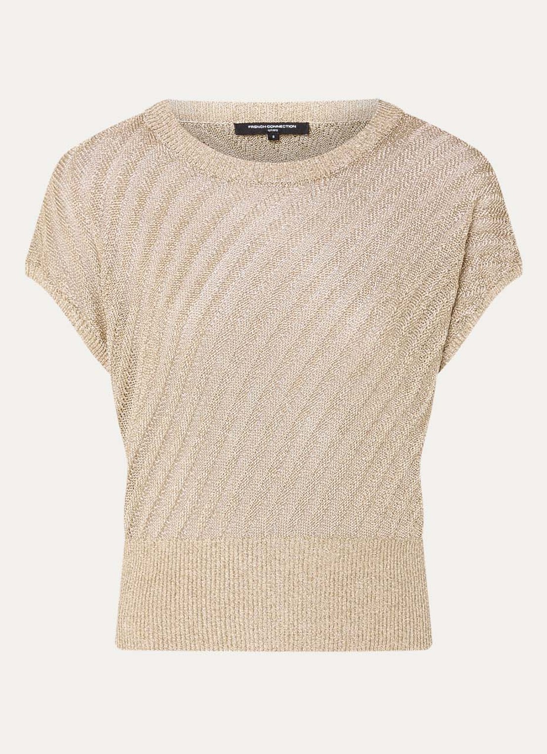 French Connection Jada grofgebreide top met lurex - voorkant 2 goud