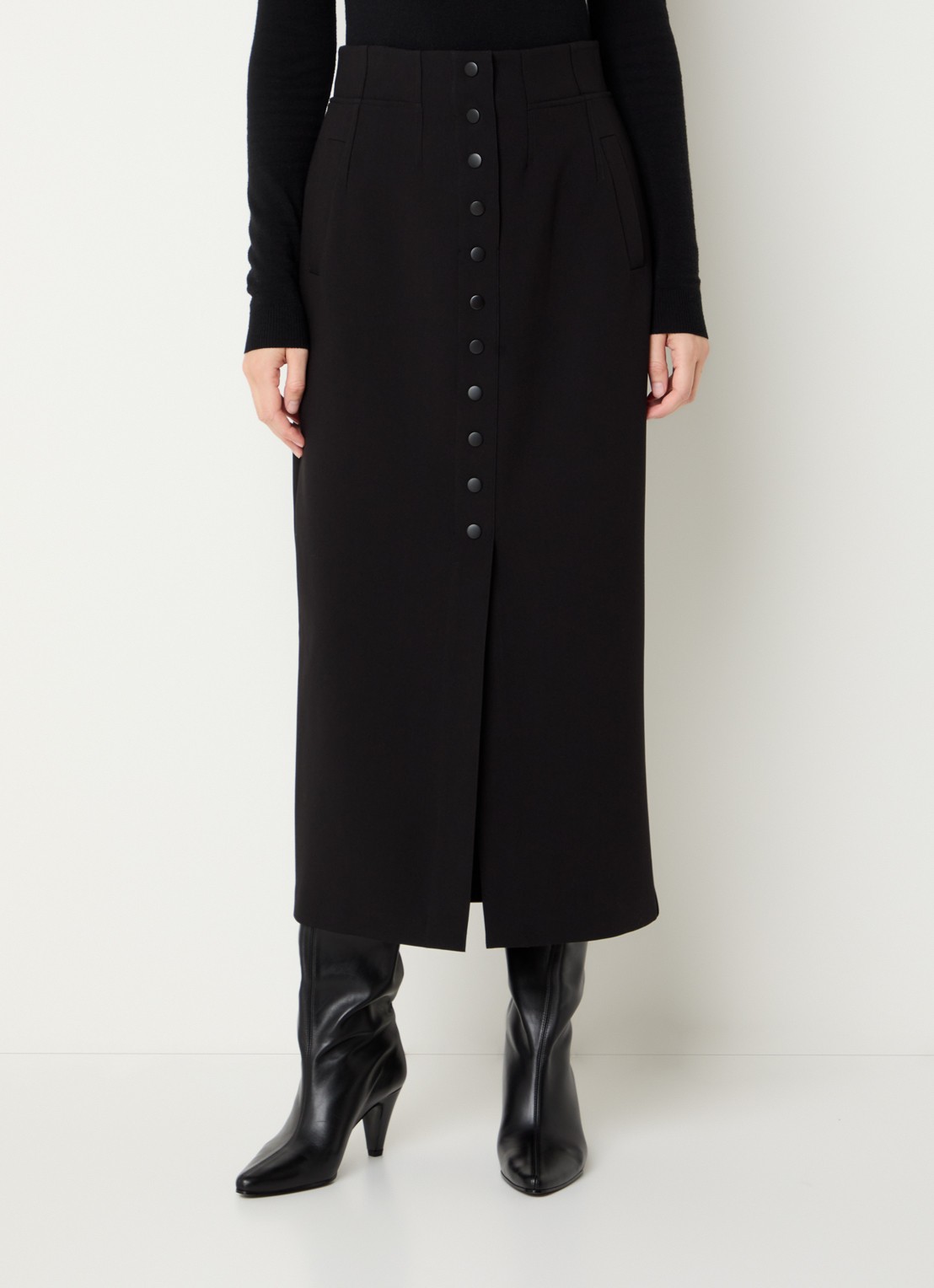 French Connection Jaiden midi rok met steekzakken - detail zwart