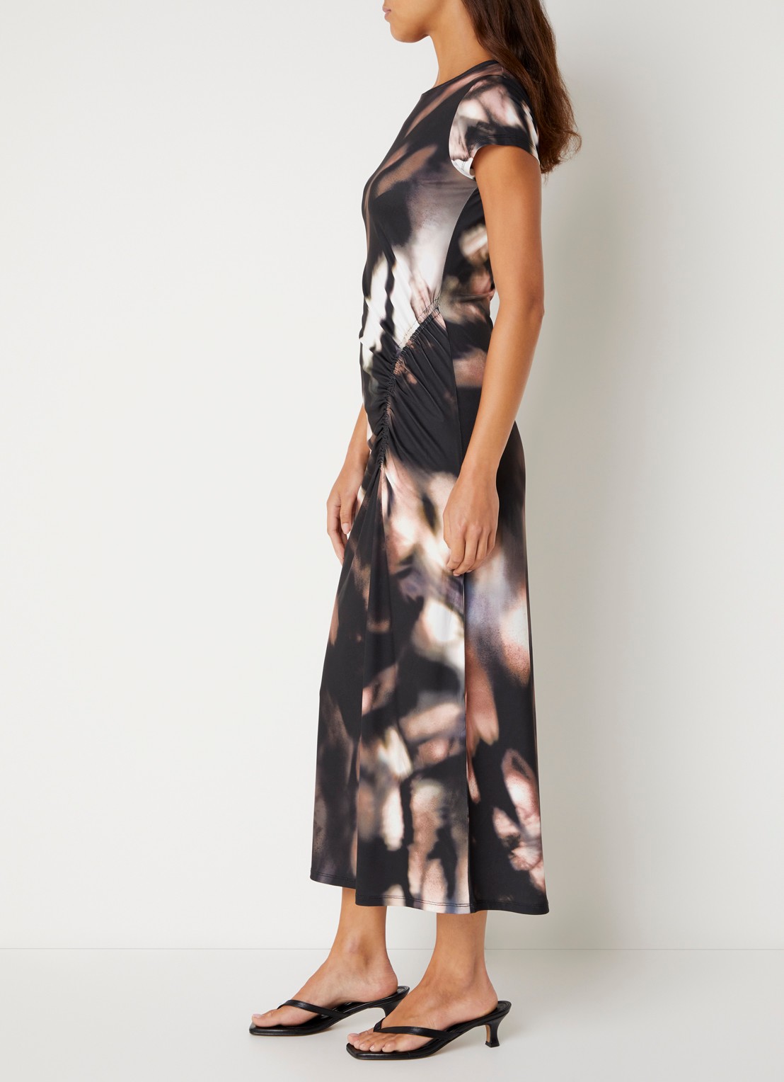 French Connection Josephine Maxine midi jurk met print - voorkant 2 zwart