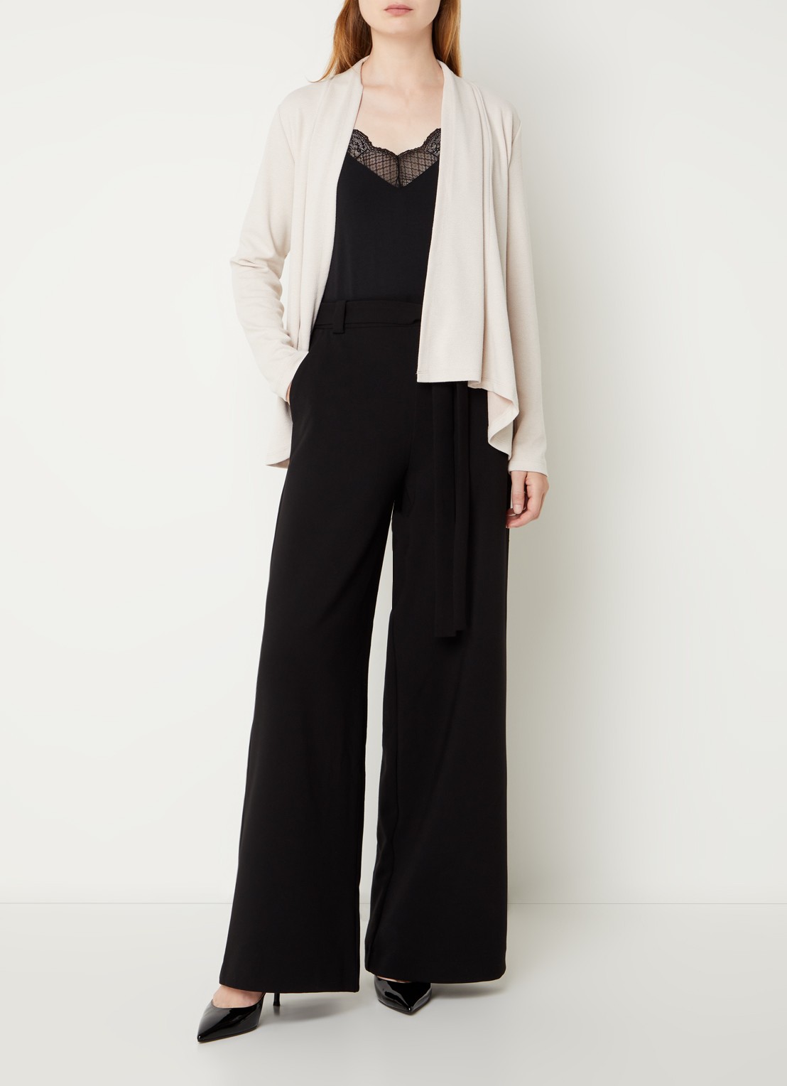 French Connection Josie openvallend vest met stretch - voorkant 2 creme