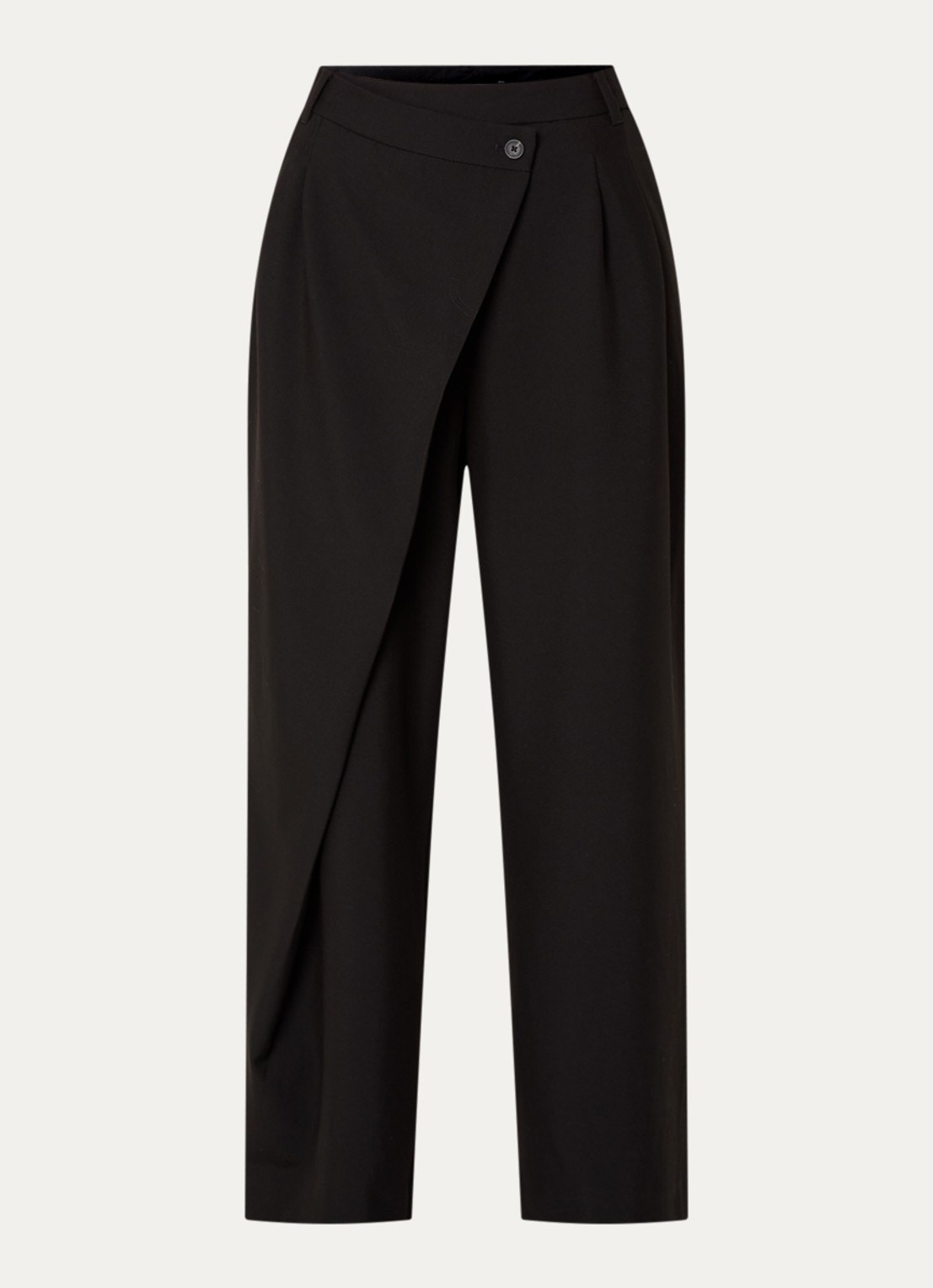French Connection Junis high waist wide fit pantalon met overslag - voorkant 3 zwart