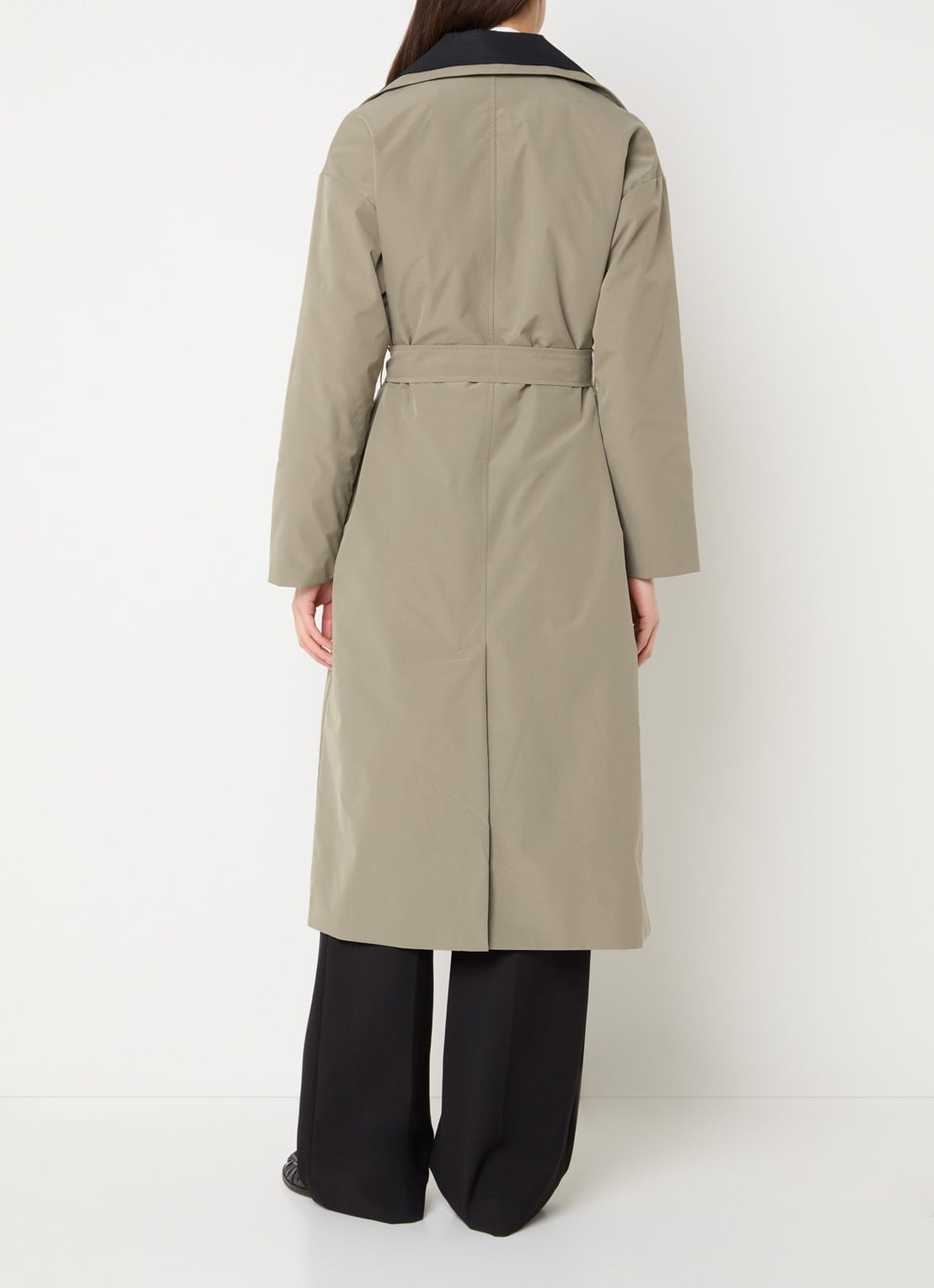 French Connection Kaci trenchcoat met strikceintuur - achterkant olijfgroen