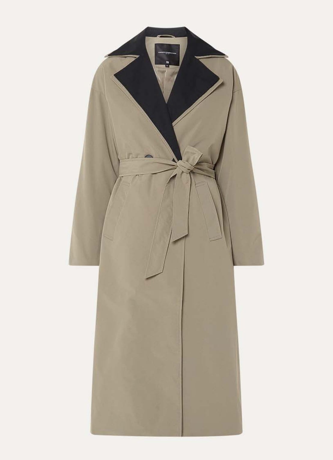 French Connection Kaci trenchcoat met strikceintuur - voorkant 3 olijfgroen