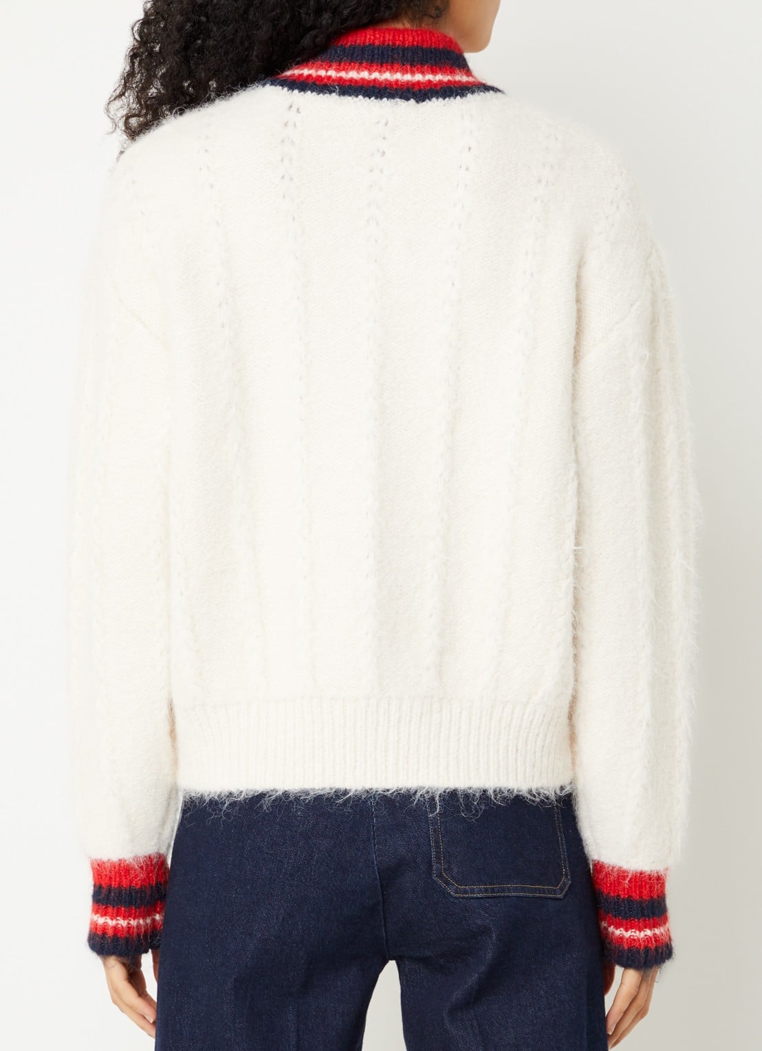 French Connection Kenley grofgebreid vest met opstaande kraag - achterkant 4 creme