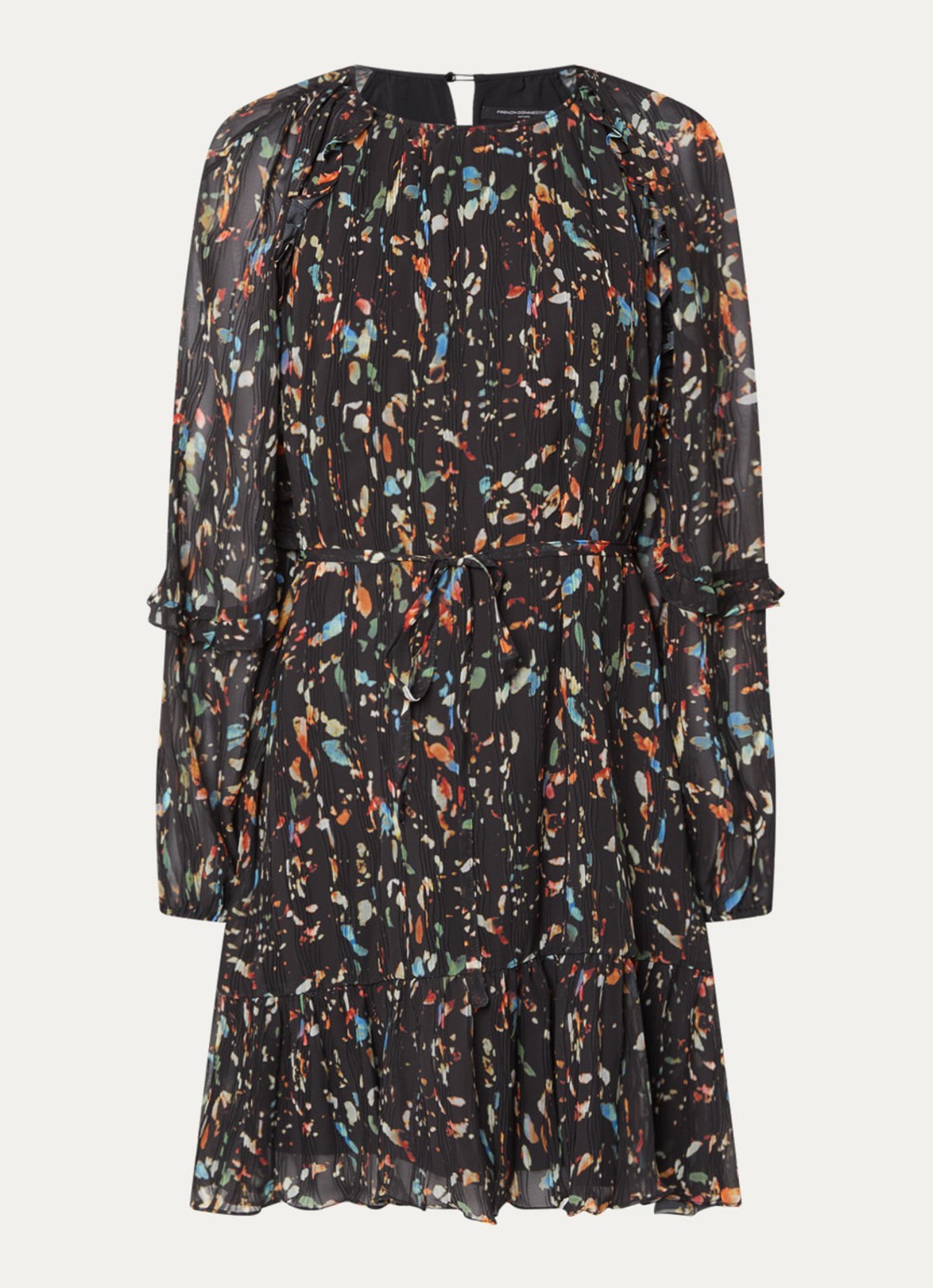French Connection Kylie Claudette mini jurk met print - voorkant 2 zwart