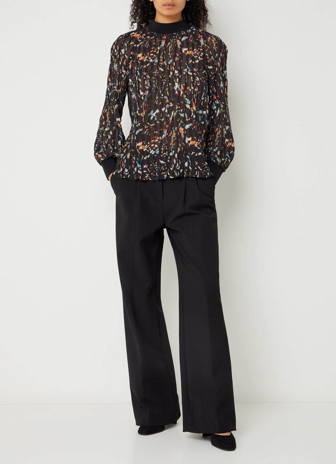 French Connection Kylie Claudette top met print - voorkant 3 zwart