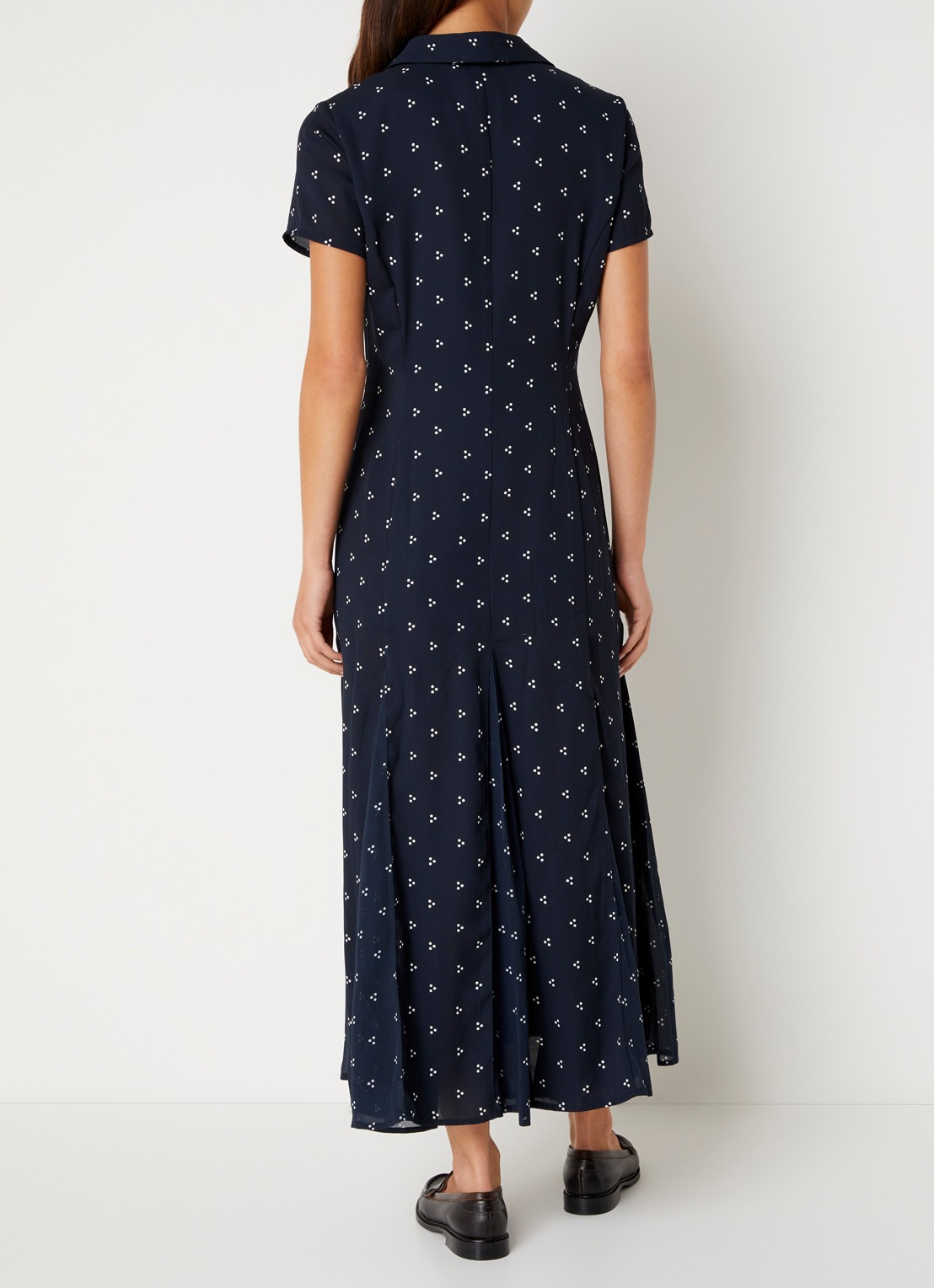 French Connection Laney midi blousejurk met stippenprint - achterkant 4 donkerblauw