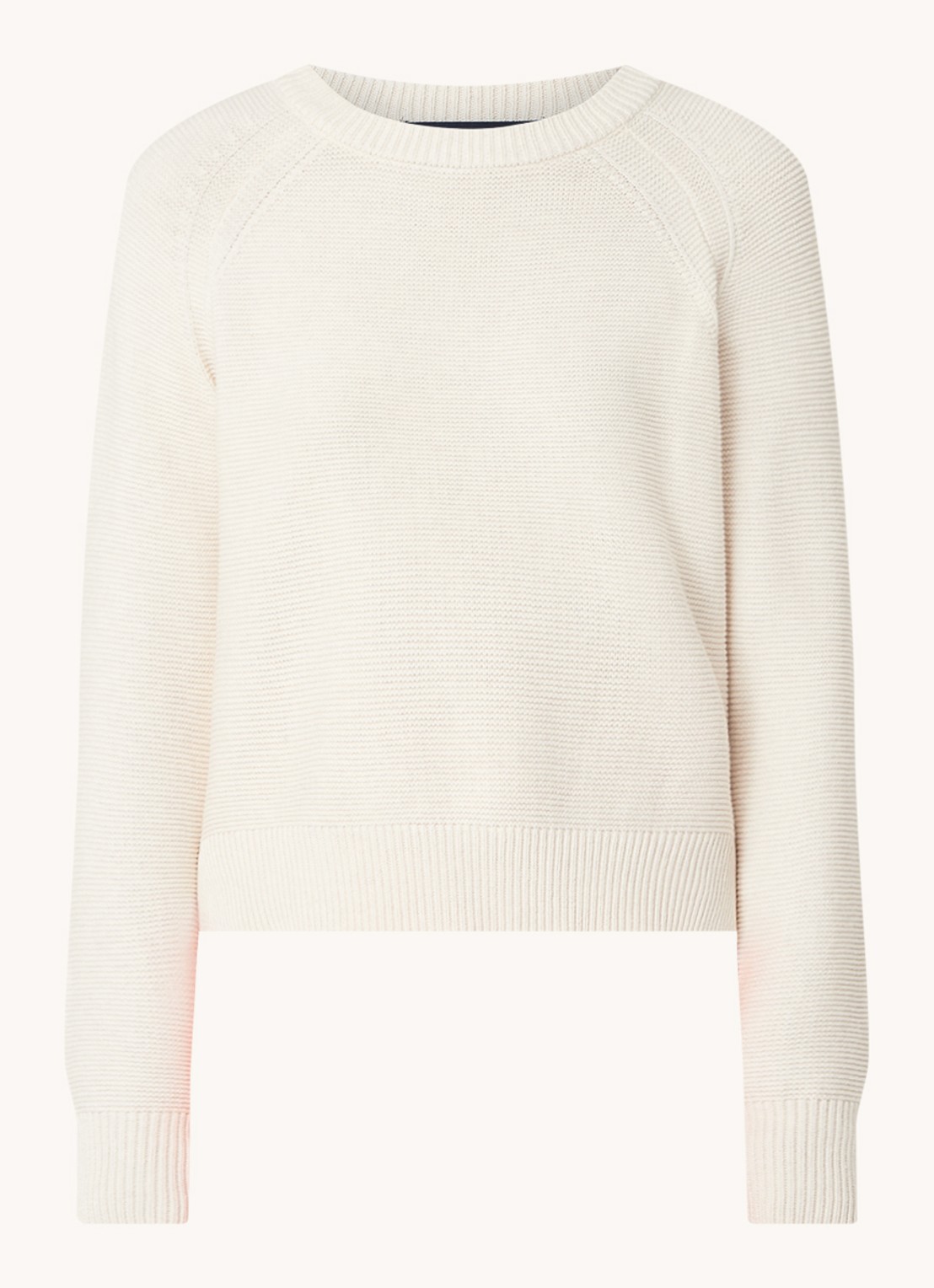 French Connection Lilly grofgebreide trui met stretch  - voorkant beige