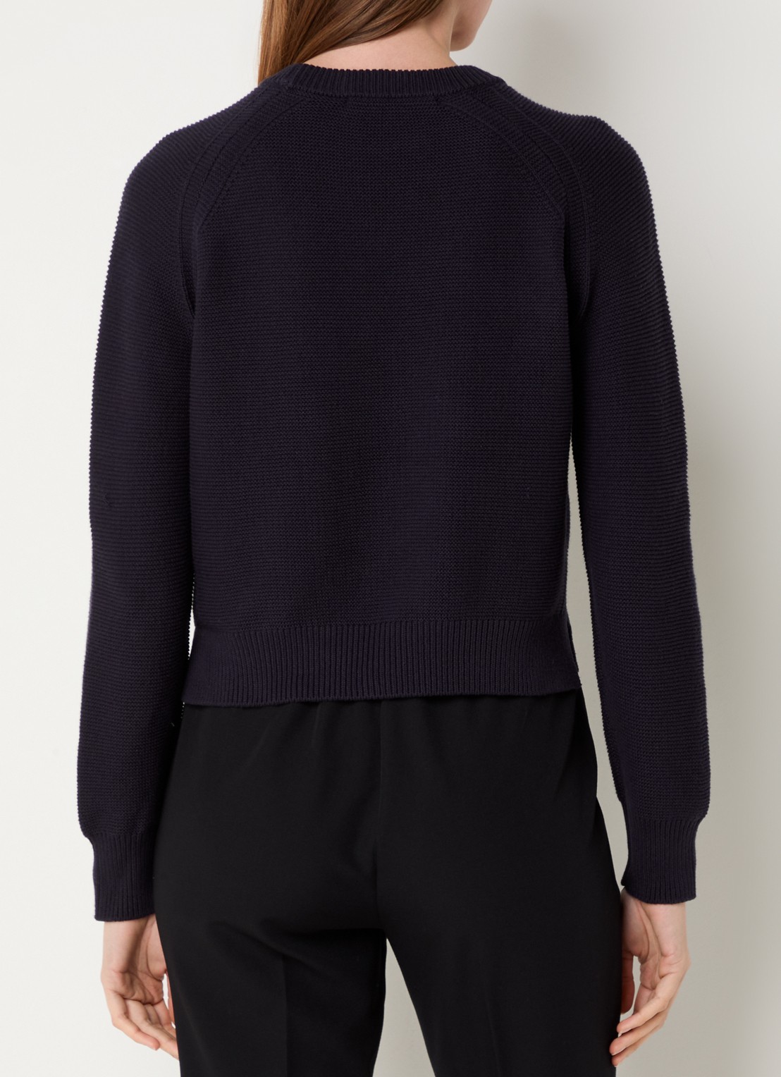 French Connection Lilly grofgebreide trui met stretch  - achterkant donkerblauw