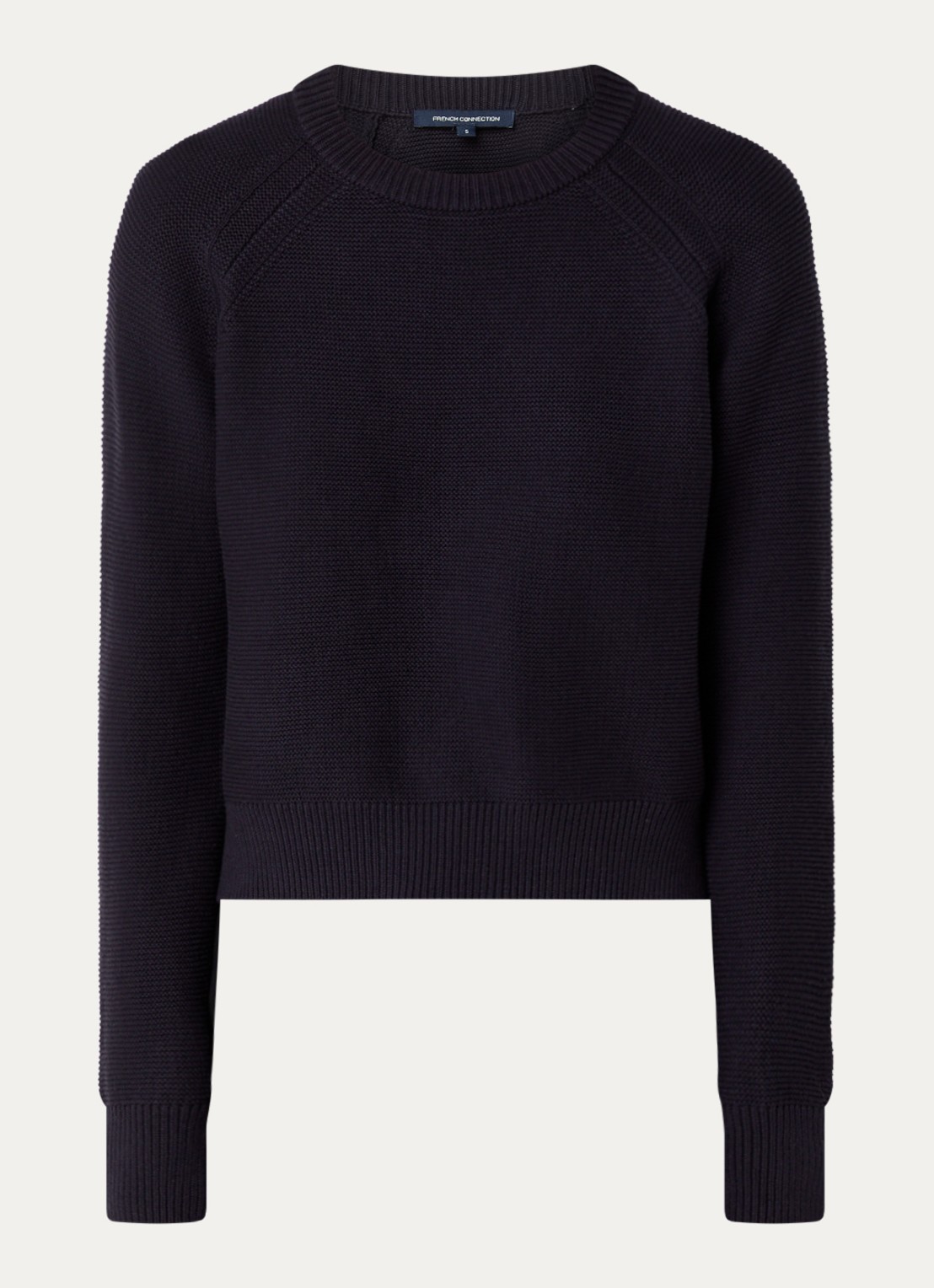 French Connection Lilly grofgebreide trui met stretch  - voorkant 2 donkerblauw
