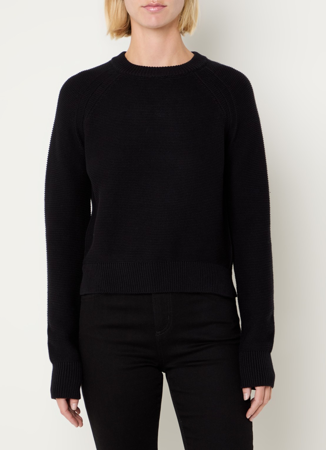 French Connection Lilly grofgebreide trui met stretch  - detail 3 zwart