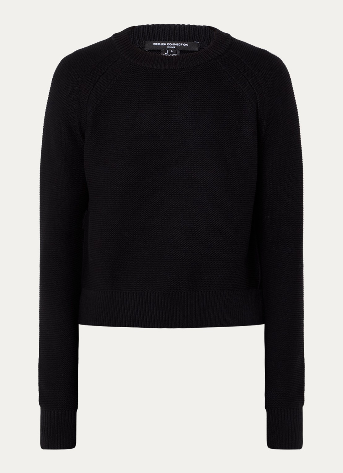 French Connection Lilly grofgebreide trui met stretch  - voorkant zwart