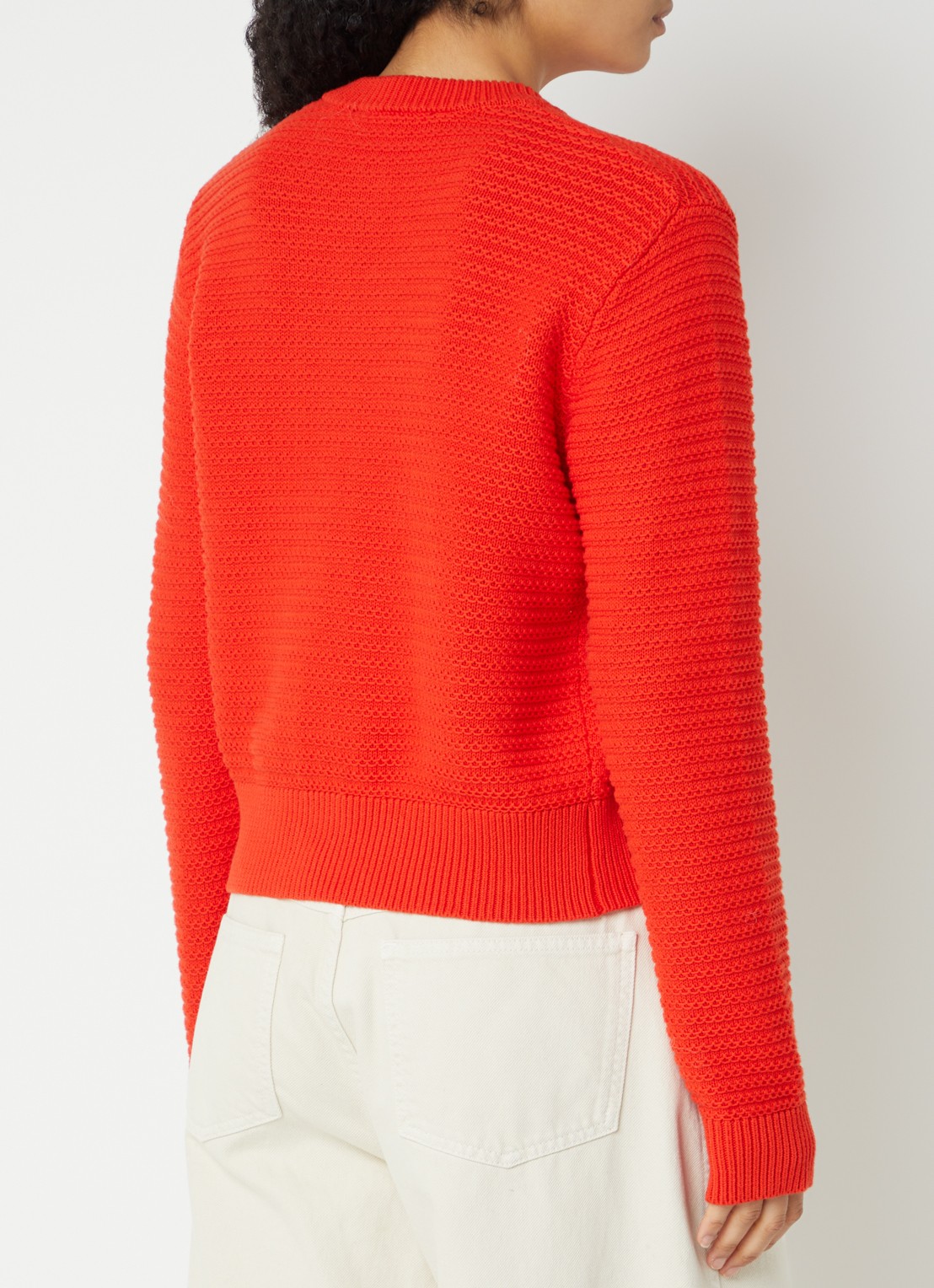 French Connection Lily Mozart grofgebreid vest met structuur - achterkant 4 rood