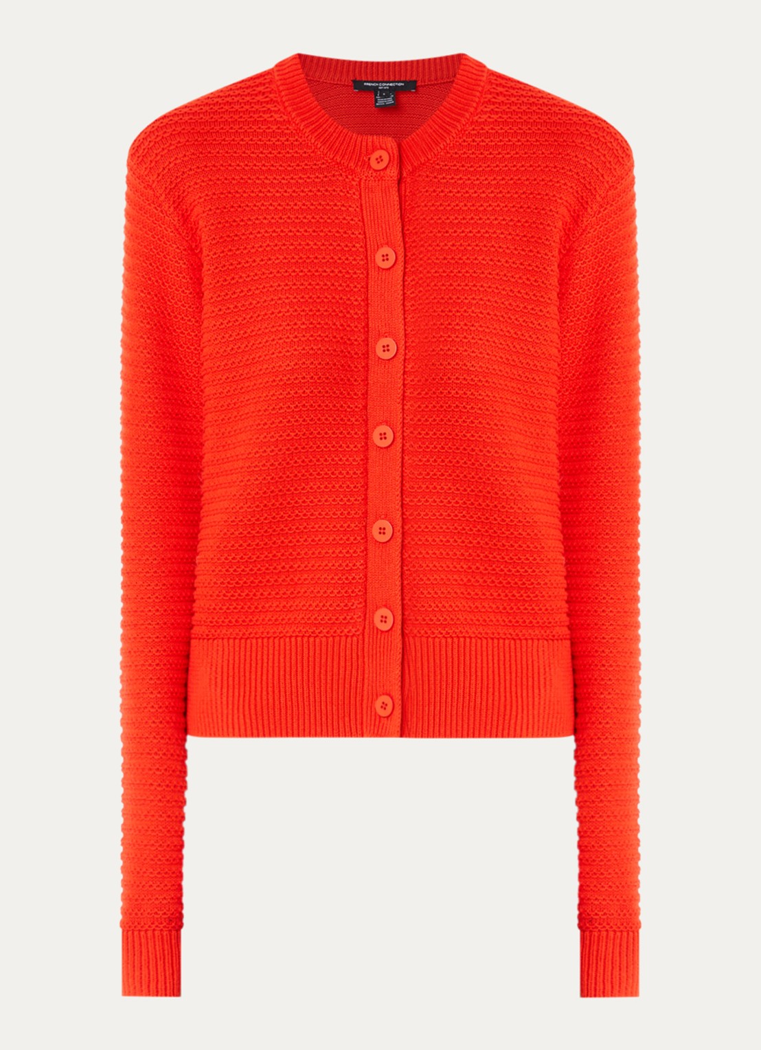 French Connection Lily Mozart grofgebreid vest met structuur - voorkant 2 rood